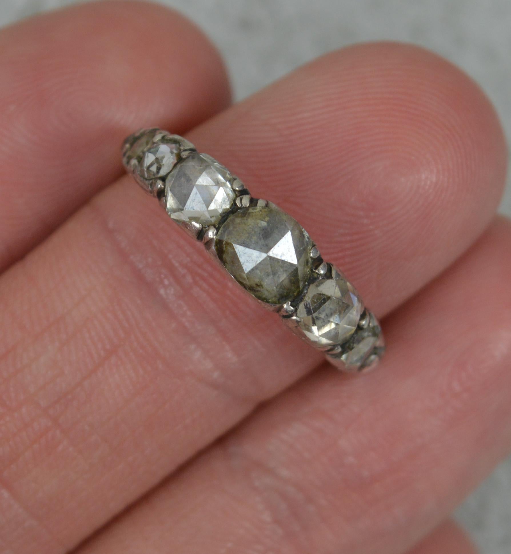 Very Rare Georgian Foiled Back Rose Cut Diamond and 15Carat Gold Stack Ring For Sale 3