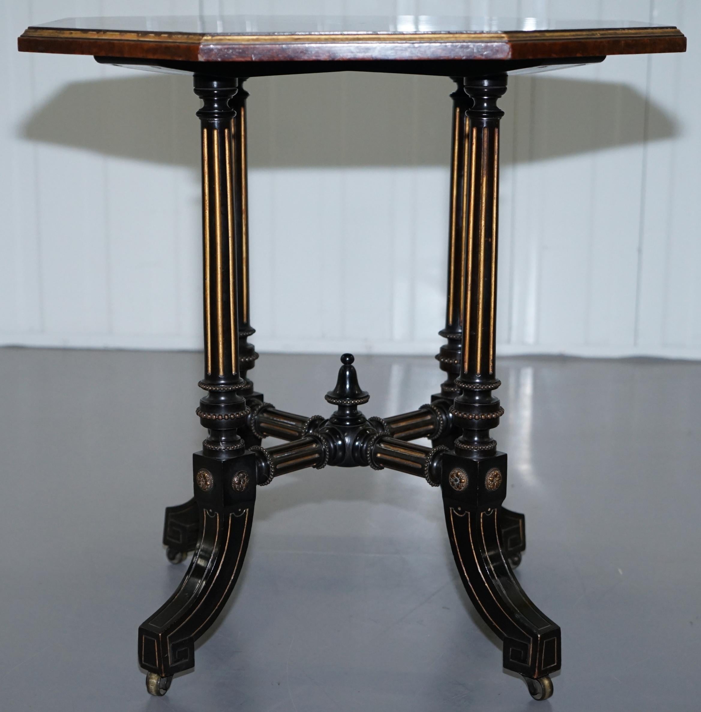 Very Rare Gillow & Co 1852-1857 Aesthetic Movement Amboyna Ebonised Side Table 3