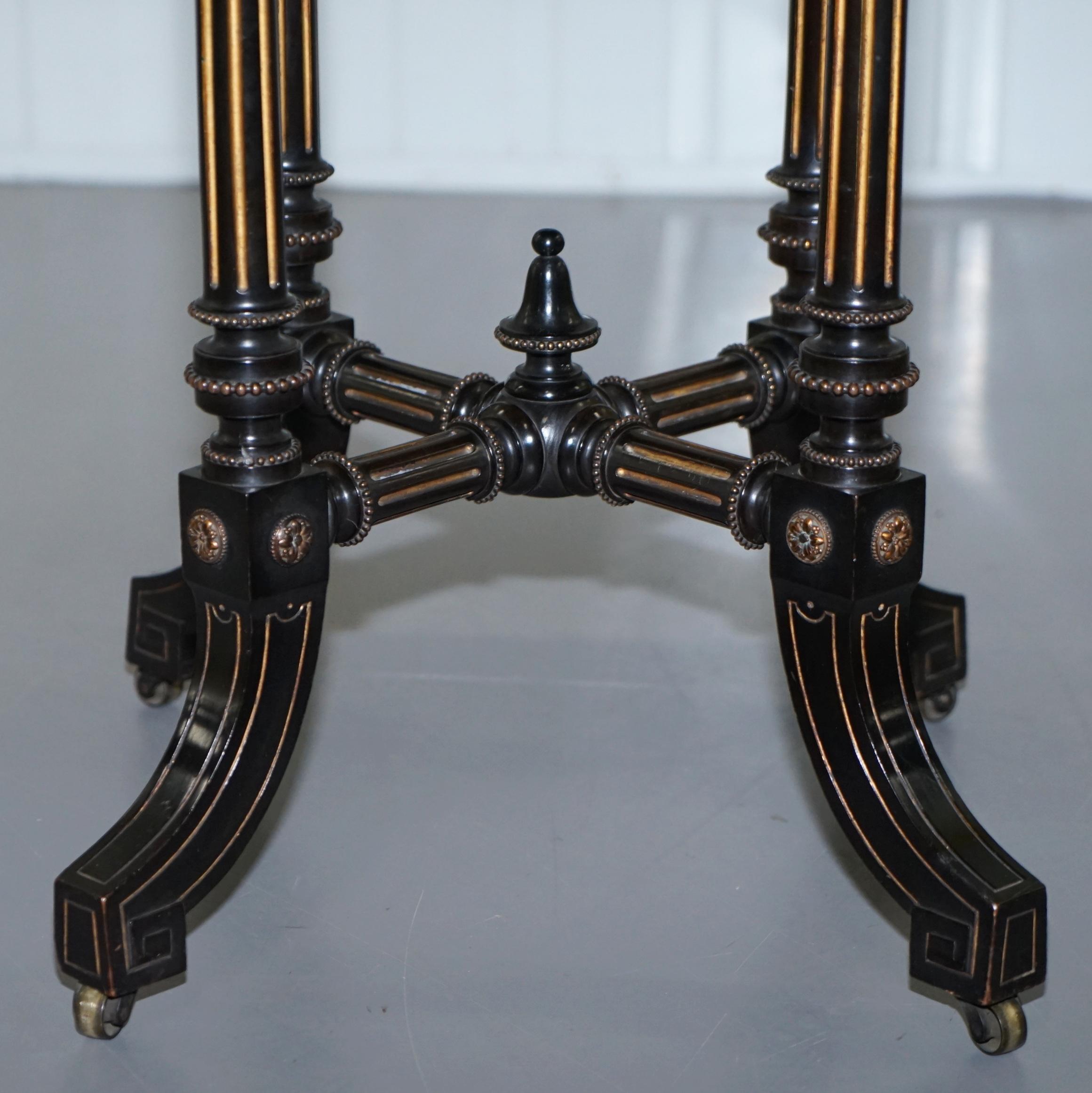 Very Rare Gillow & Co 1852-1857 Aesthetic Movement Amboyna Ebonised Side Table 5