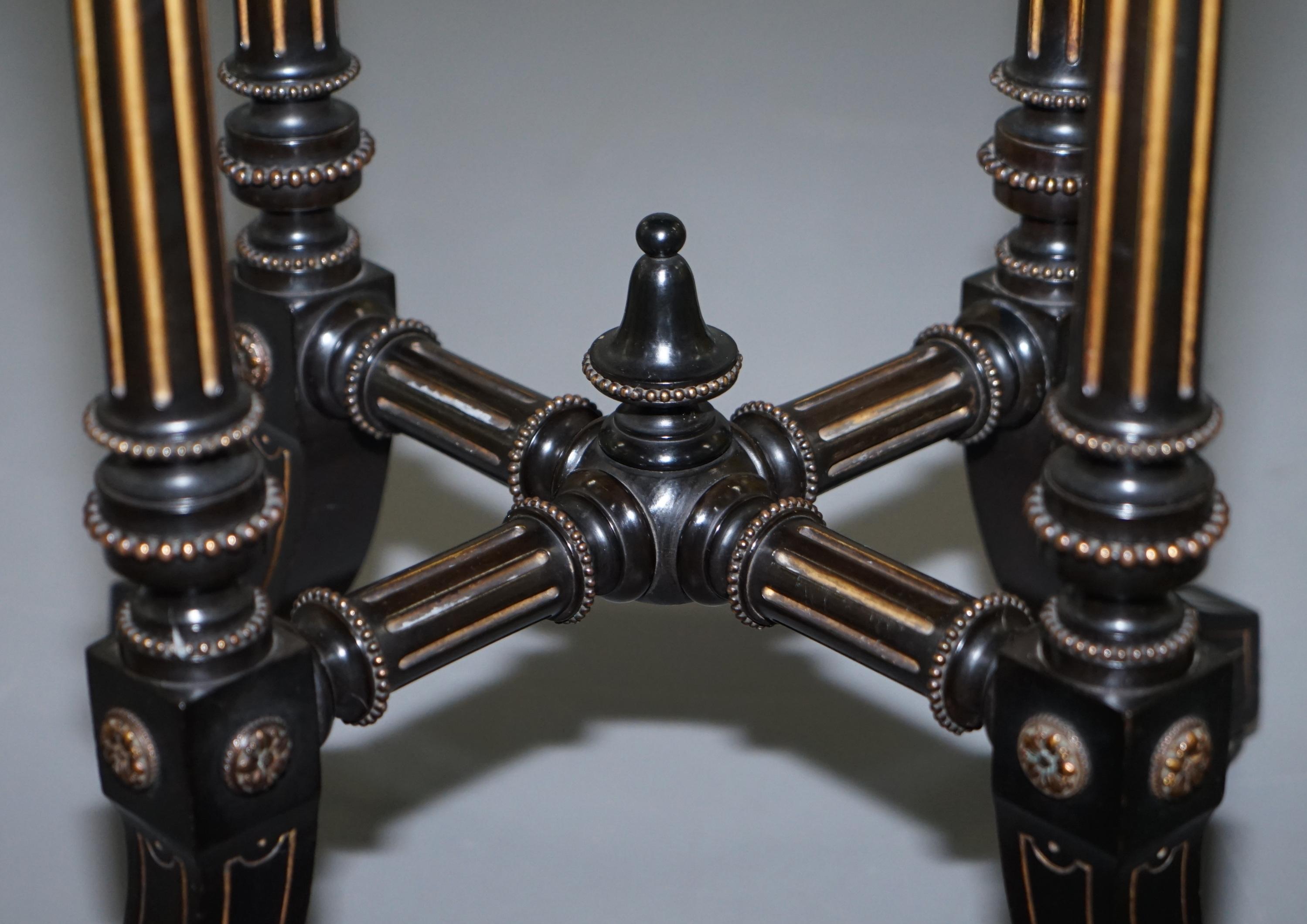 Very Rare Gillow & Co 1852-1857 Aesthetic Movement Amboyna Ebonised Side Table 7