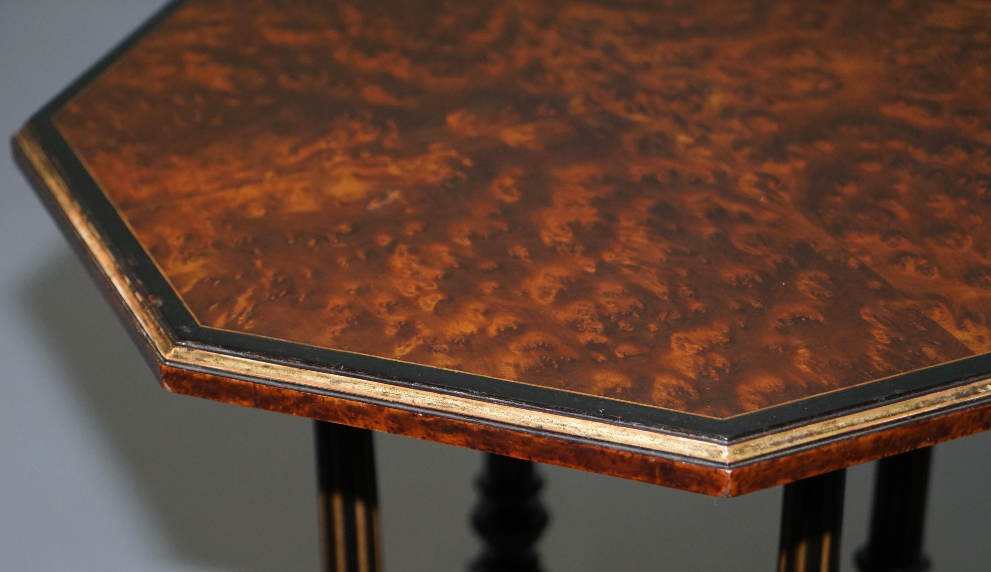 Very Rare Gillow & Co 1852-1857 Aesthetic Movement Amboyna Ebonised Side Table 1