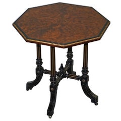 Antique Very Rare Gillow & Co 1852-1857 Aesthetic Movement Amboyna Ebonised Side Table