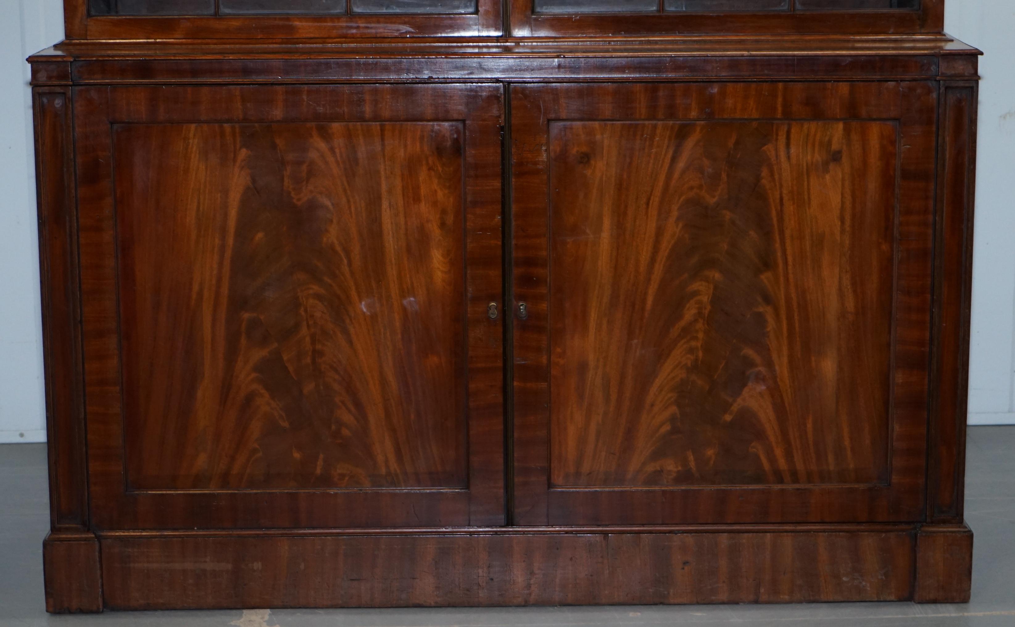 English Very Rare Gillows Astral Glazed Mahogany Bookcase Cabinet Original Paper Labels