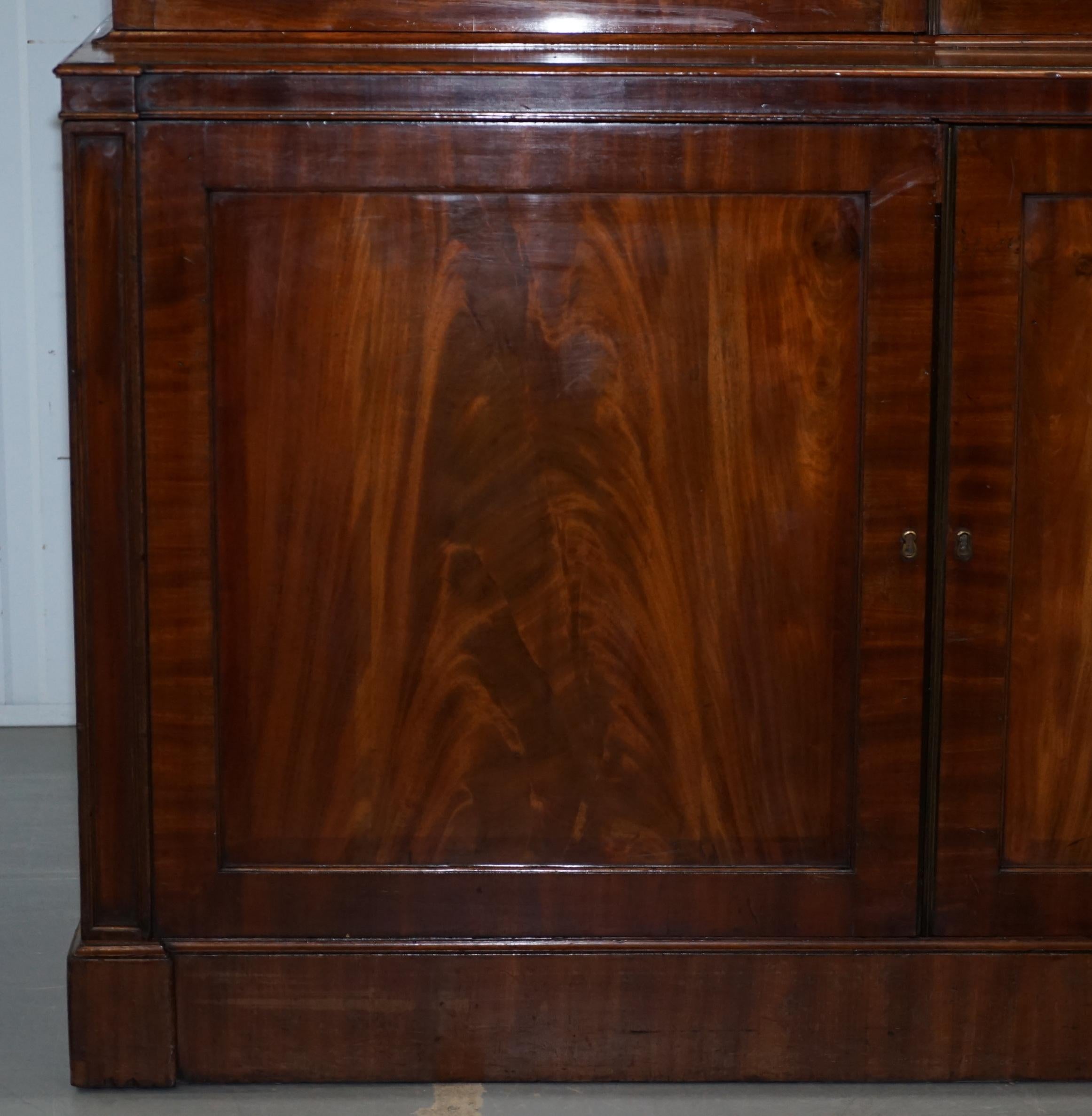 Early 20th Century Very Rare Gillows Astral Glazed Mahogany Bookcase Cabinet Original Paper Labels