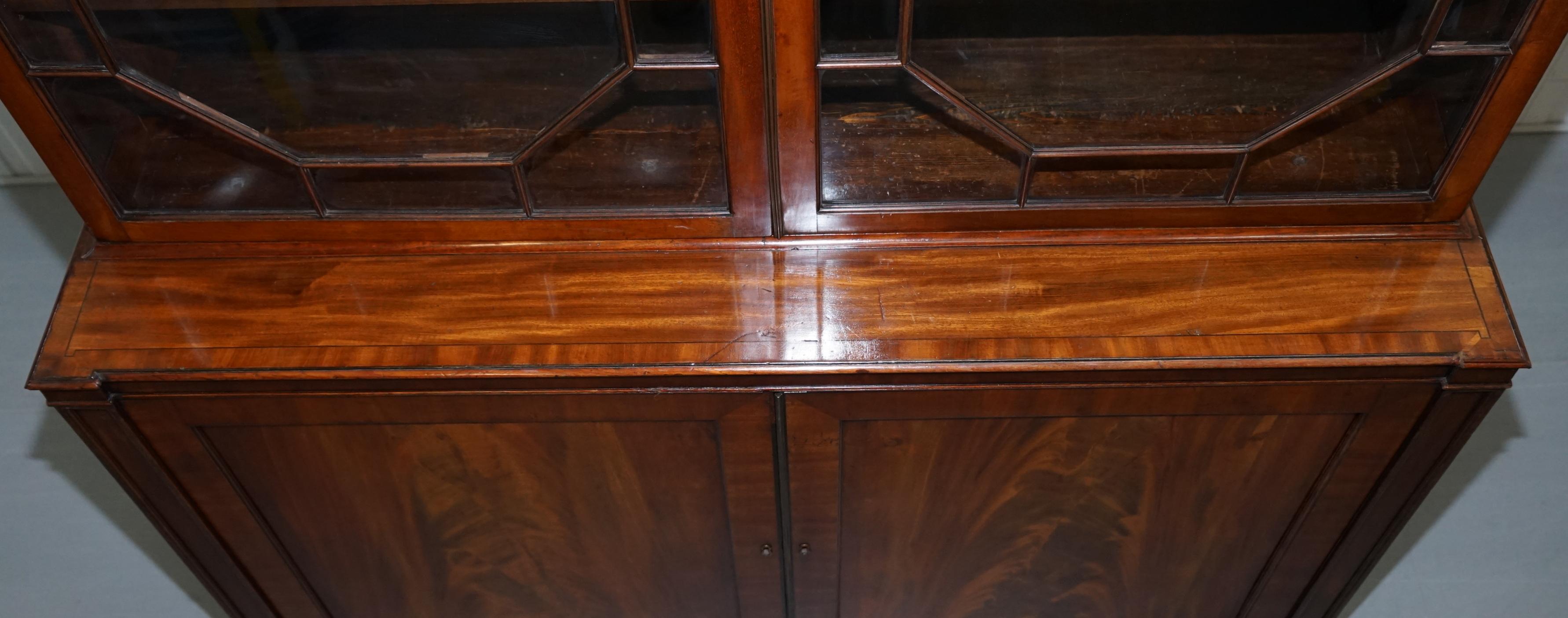 Glass Very Rare Gillows Astral Glazed Mahogany Bookcase Cabinet Original Paper Labels