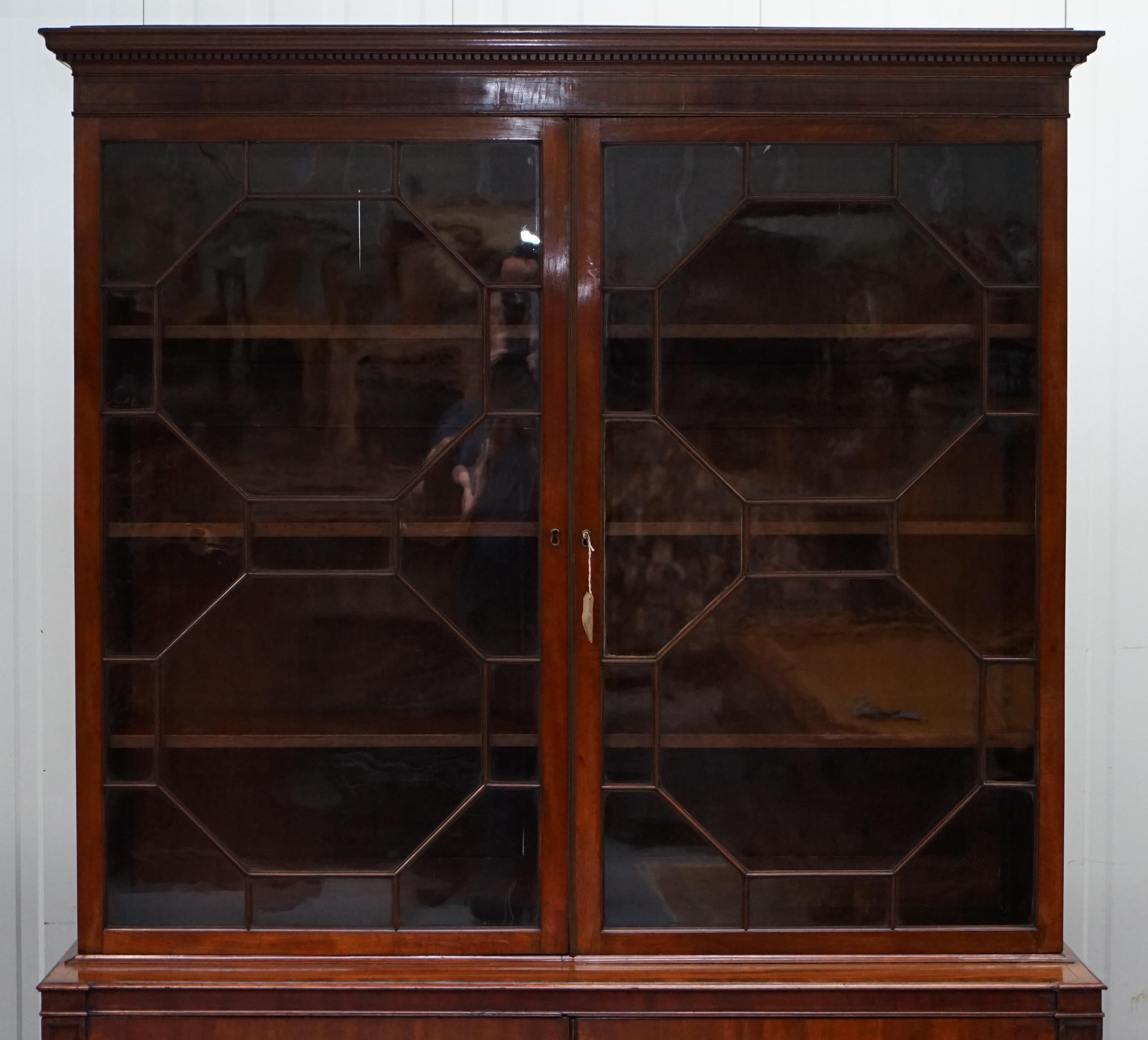 Very Rare Gillows Astral Glazed Mahogany Bookcase Cabinet Original Paper Labels 2