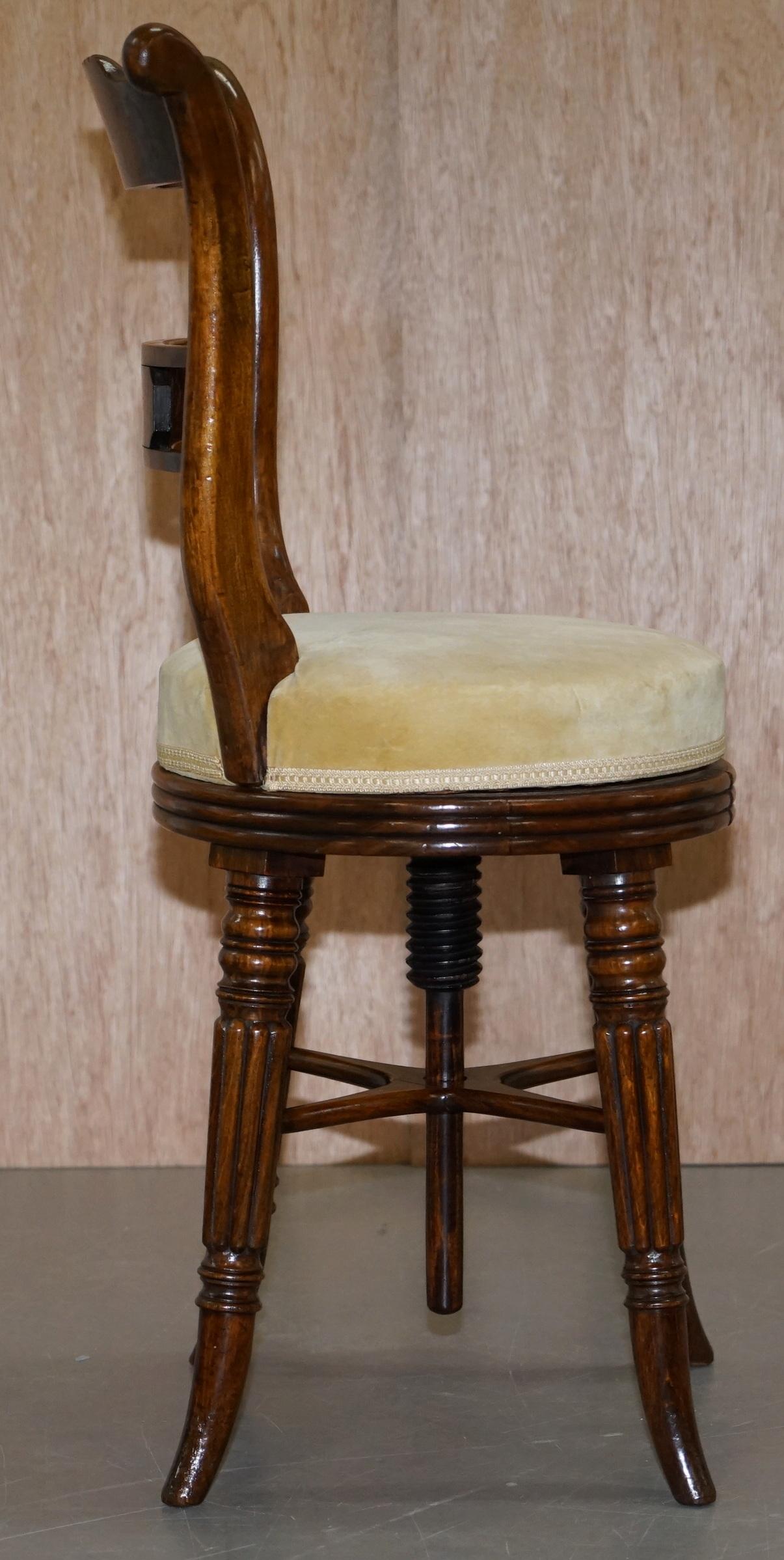 Very Rare Gillows of Lancaster Regency Hardwood Harpist Height Adjustable Chair For Sale 4