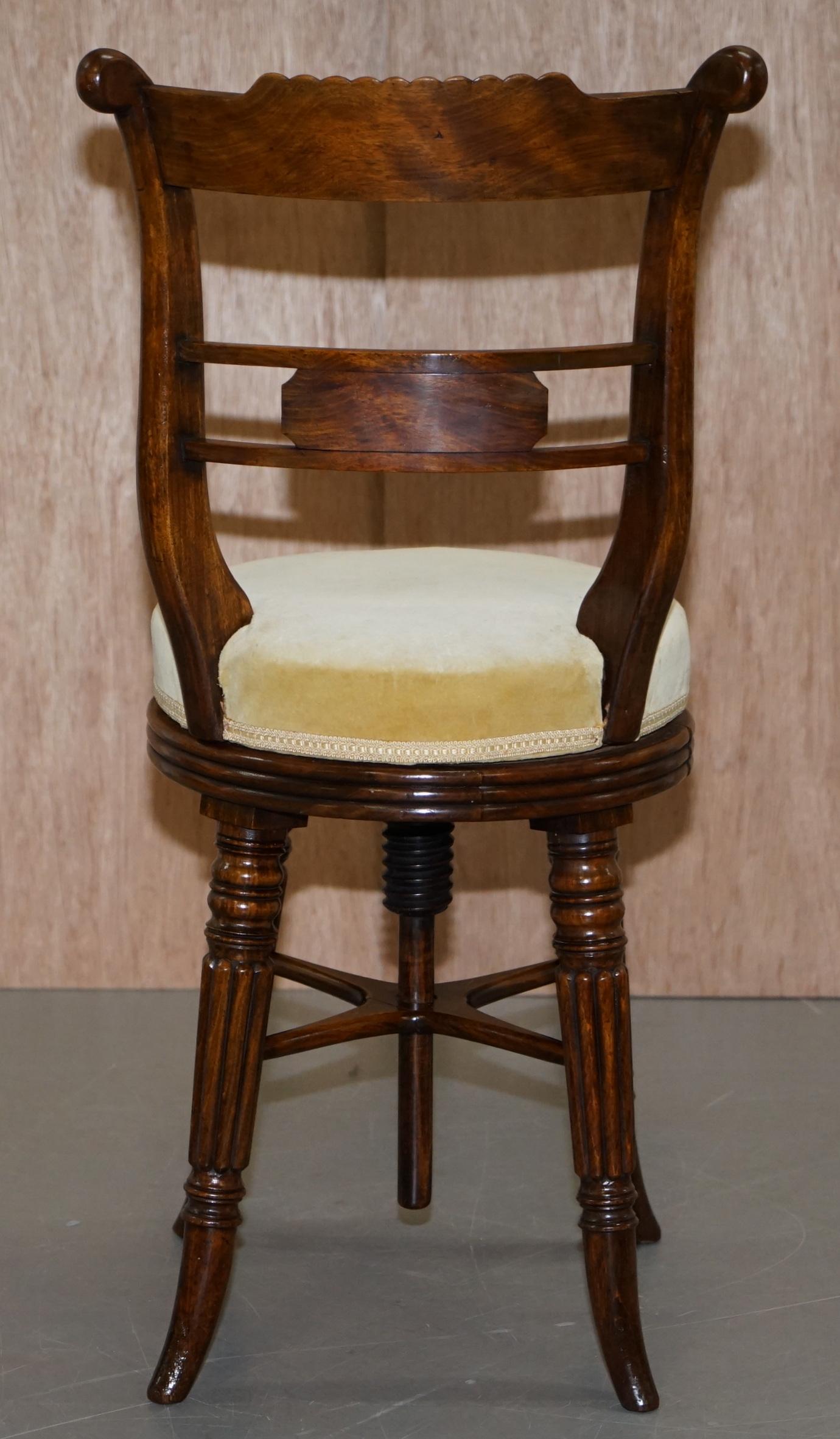 Very Rare Gillows of Lancaster Regency Hardwood Harpist Height Adjustable Chair For Sale 6