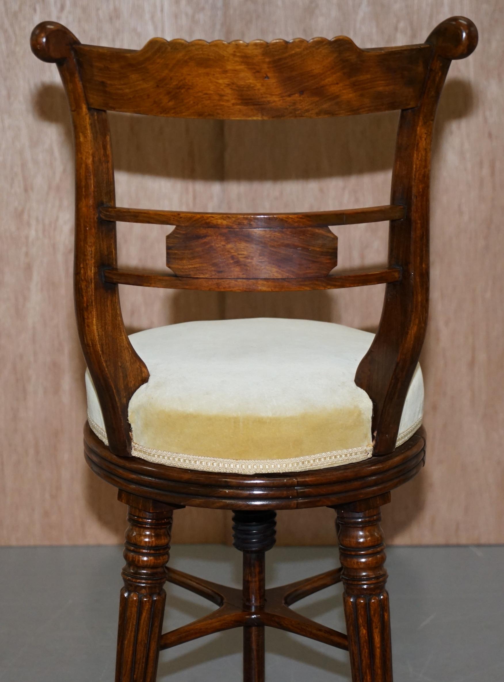 Very Rare Gillows of Lancaster Regency Hardwood Harpist Height Adjustable Chair For Sale 7