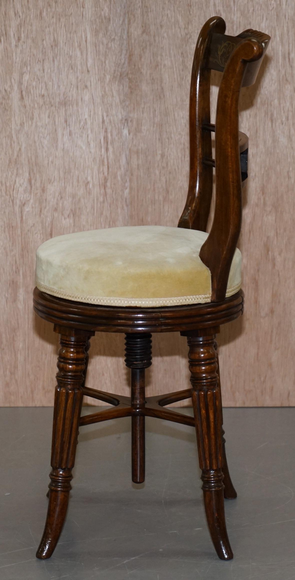 Very Rare Gillows of Lancaster Regency Hardwood Harpist Height Adjustable Chair For Sale 8