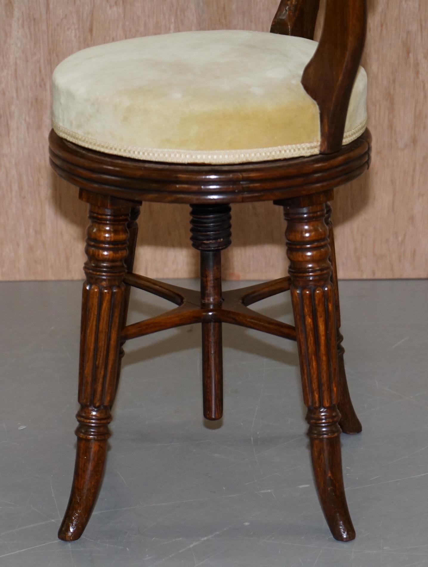 Very Rare Gillows of Lancaster Regency Hardwood Harpist Height Adjustable Chair For Sale 9