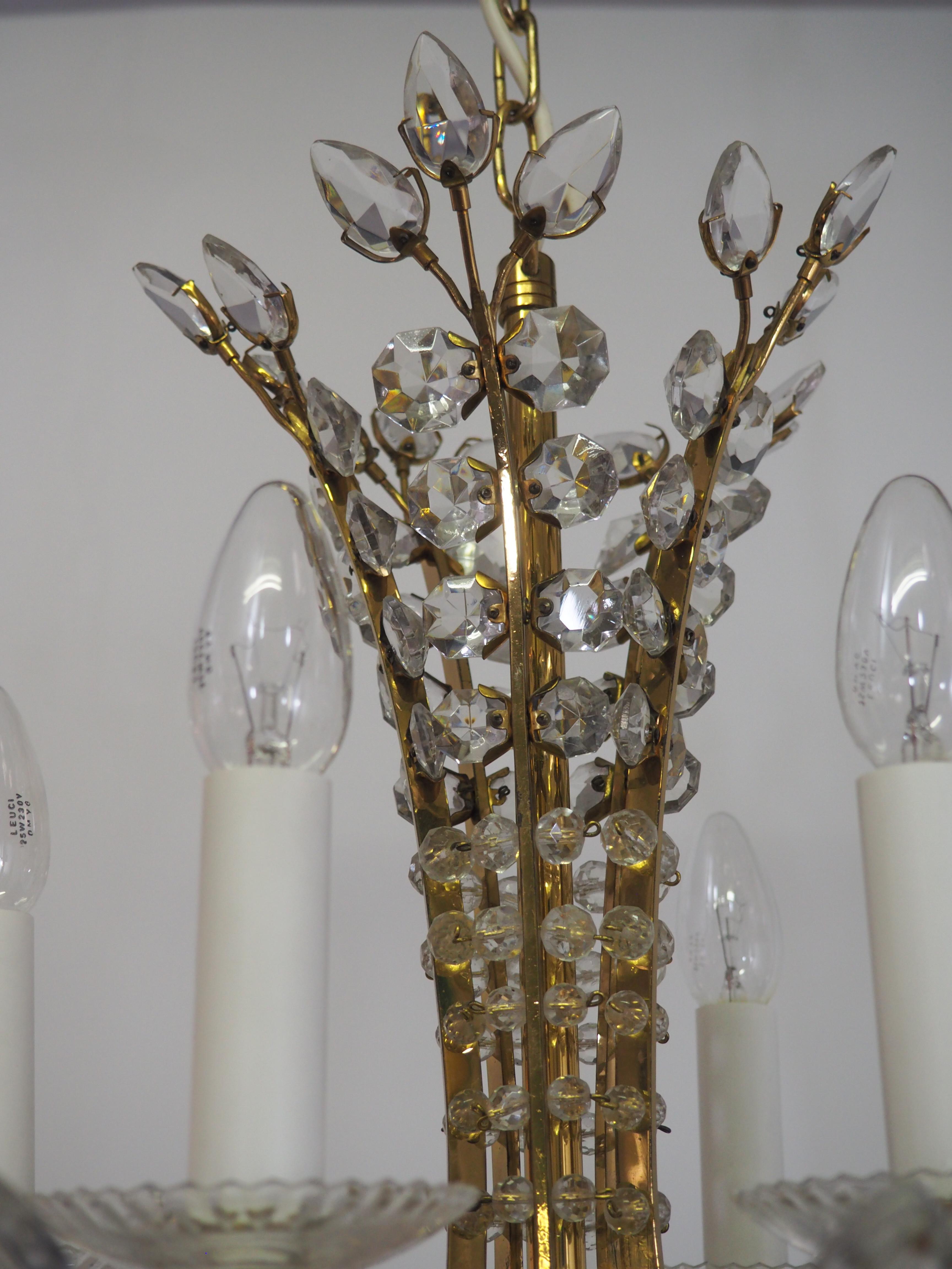Very Rare Glass Chandelier in the Style of Lobmeyr, circa 1950s For Sale 3