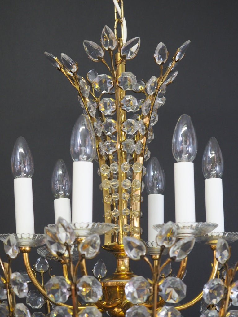 Austrian Very Rare Glass Chandelier in the Style of Lobmeyr, circa 1950s For Sale