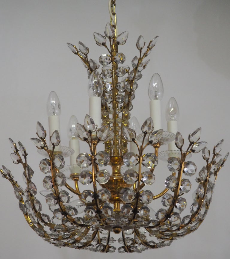 Very Rare Glass Chandelier in the Style of Lobmeyr, circa 1950s For Sale 1