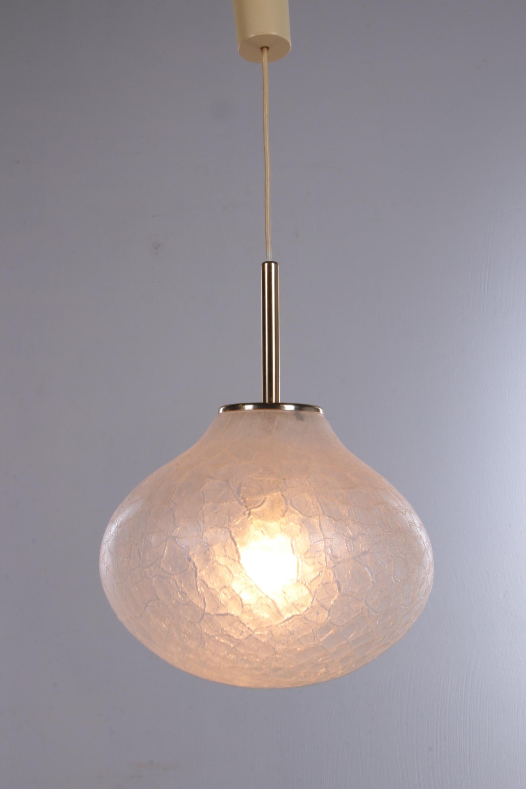 Very Rare Glass Hanging Lamp by Doria Leuchten, 1960, Germany In Good Condition For Sale In Oirlo, LI