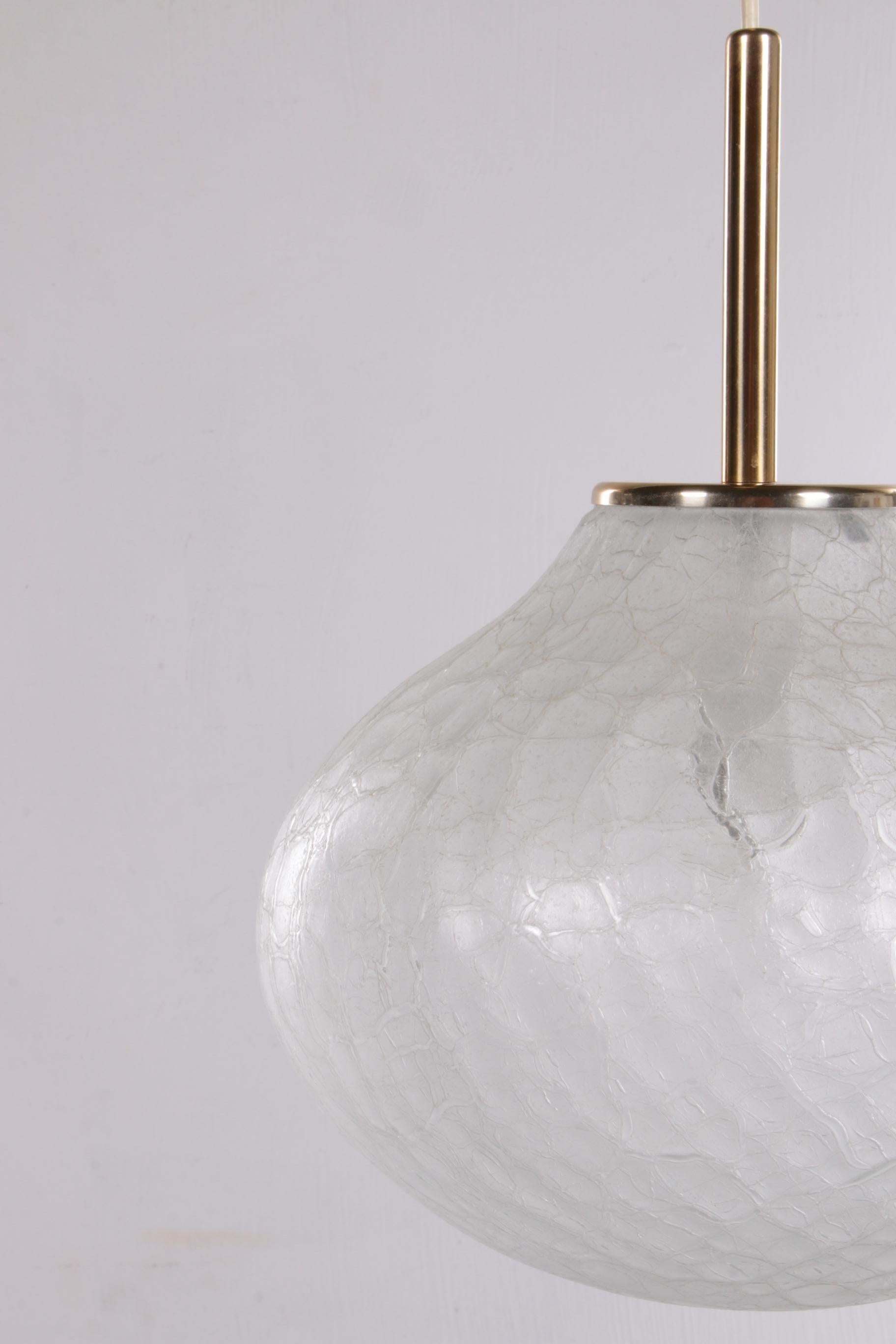 Brass Very Rare Glass Hanging Lamp by Doria Leuchten, 1960, Germany For Sale
