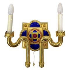 Very Rare Gold-Plated and Enameled Wall Lights, by Jozsef Engelsz Artist