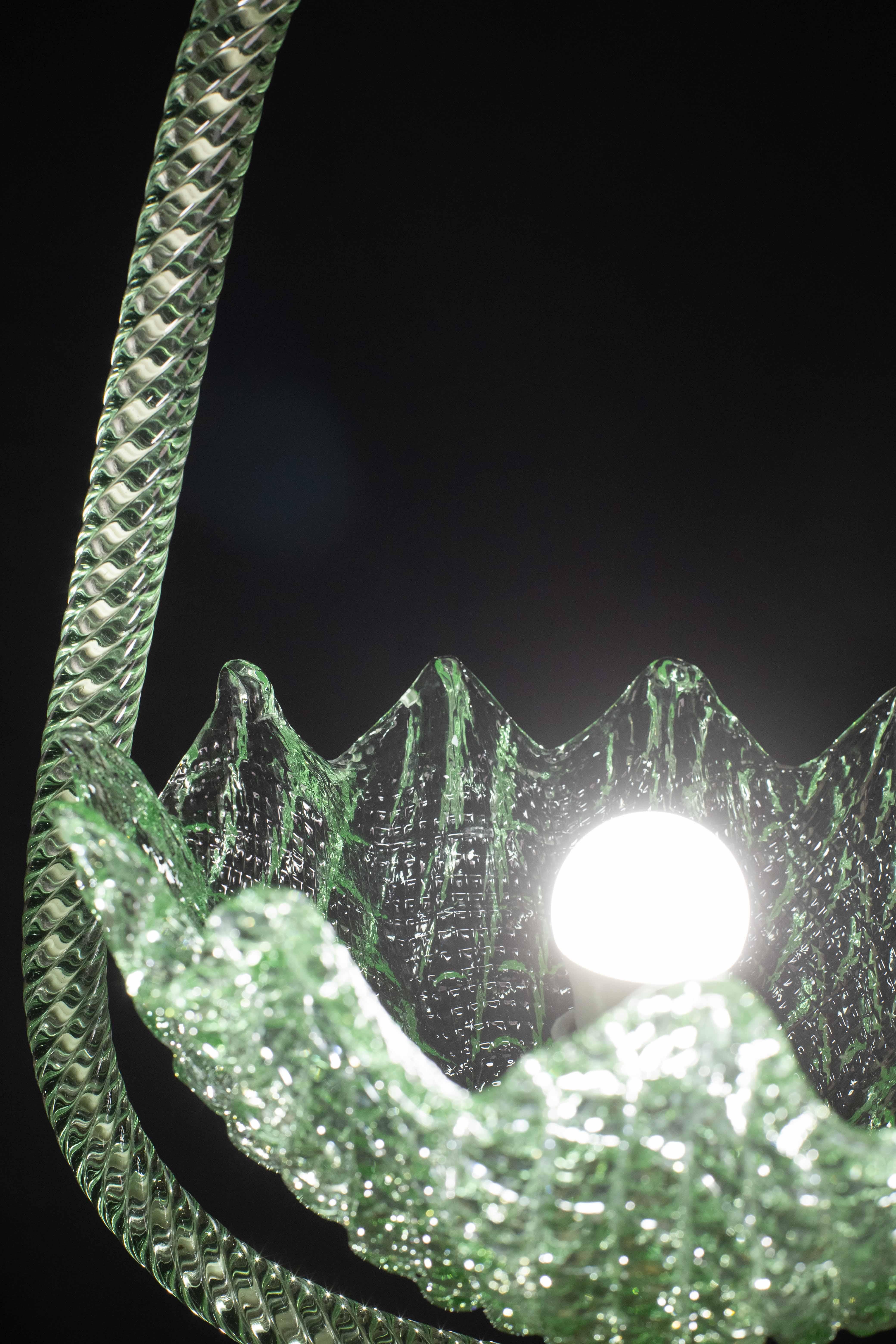 Very Rare Green Art Deco Barovier e Toso Chandelier, 1940 For Sale 5