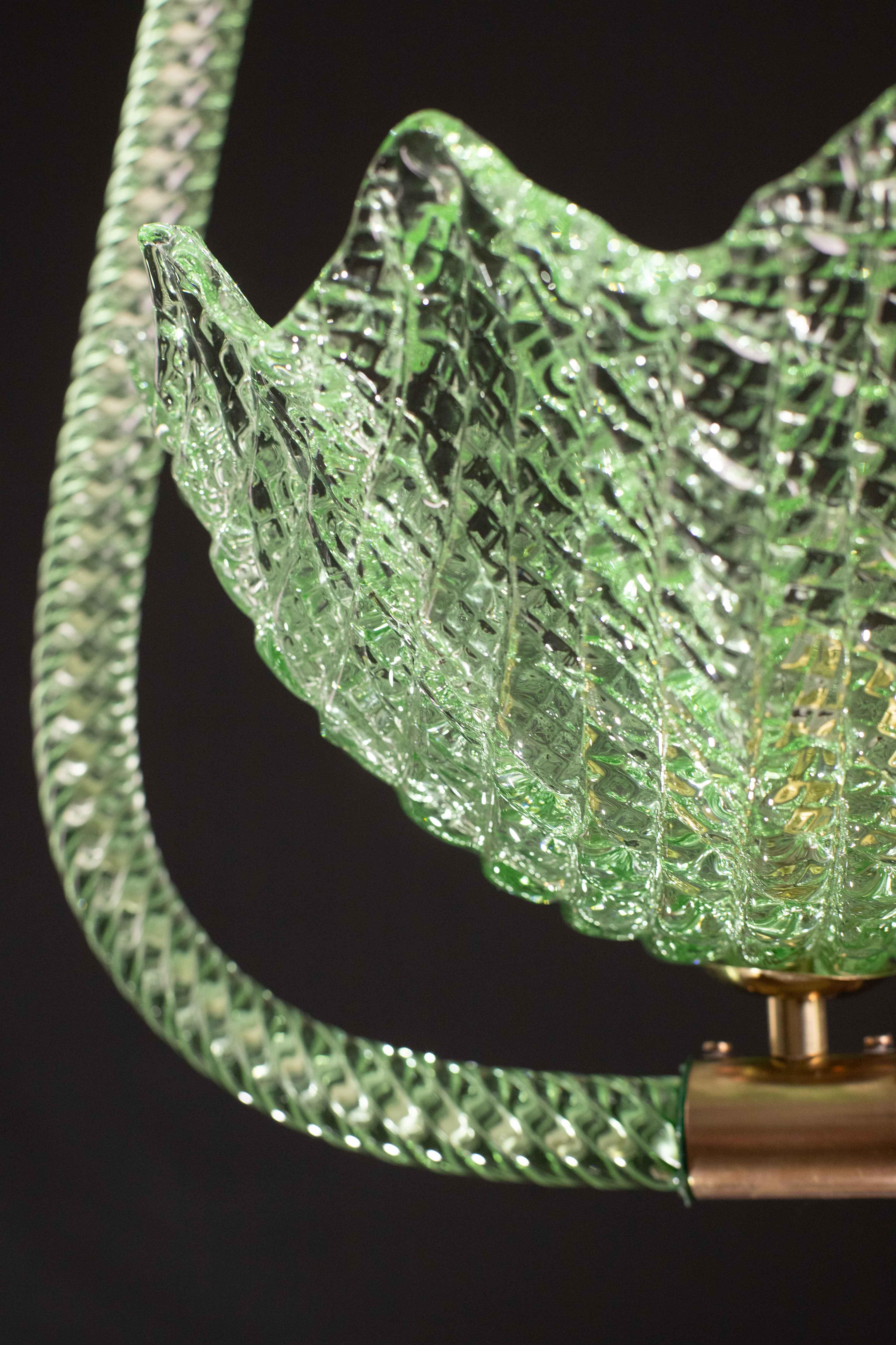 Very Rare Green Art Deco Barovier e Toso Chandelier, 1940 For Sale 7