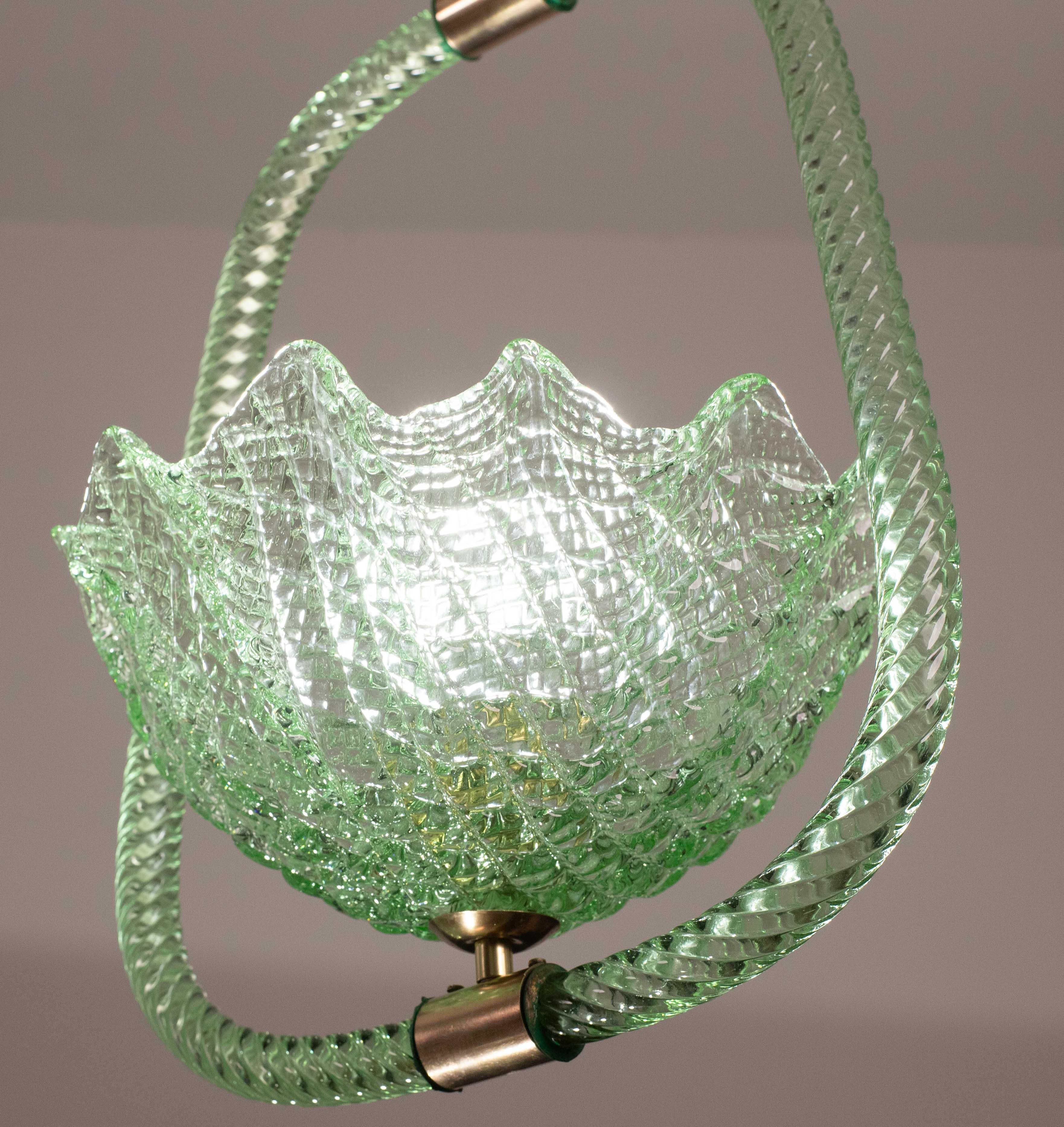 Very Rare Green Art Deco Barovier e Toso Chandelier, 1940 For Sale 1