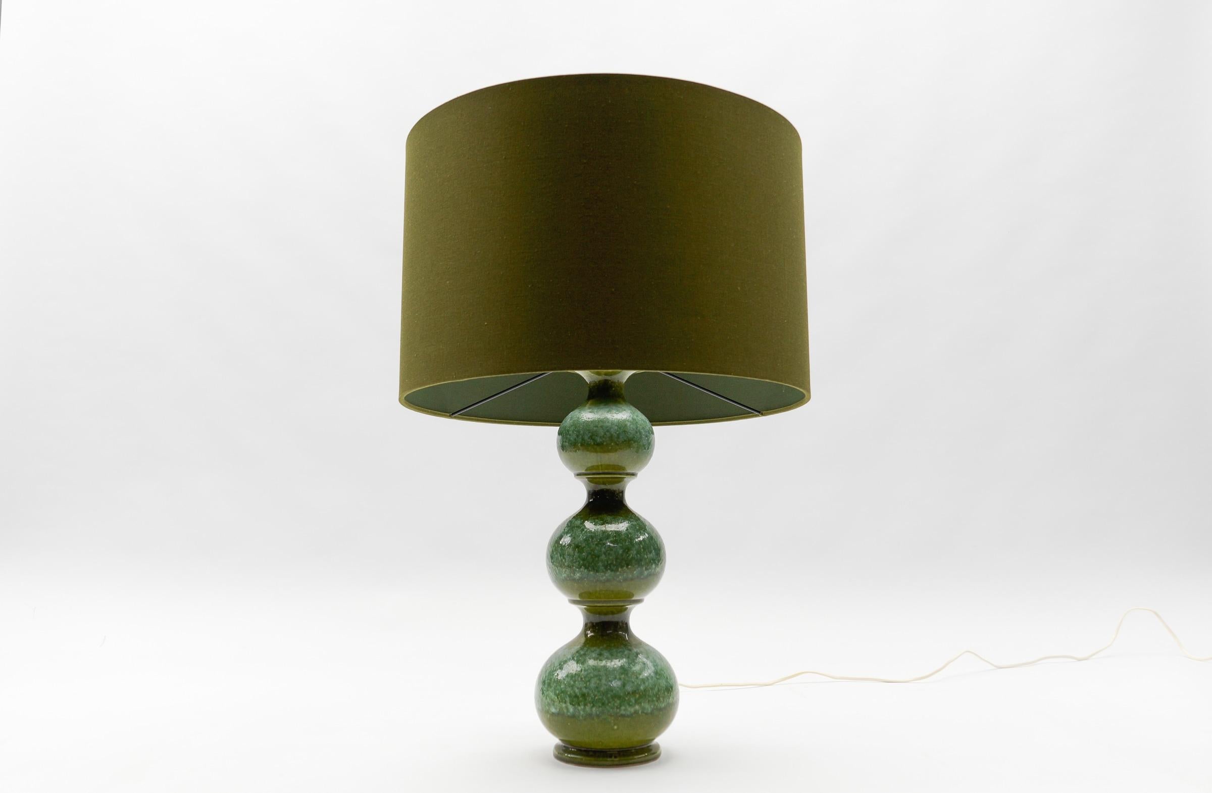 Space Age Very Rare Green Ceramic Table Lamp Base from Kaiser Leuchten, Germany 1960s For Sale