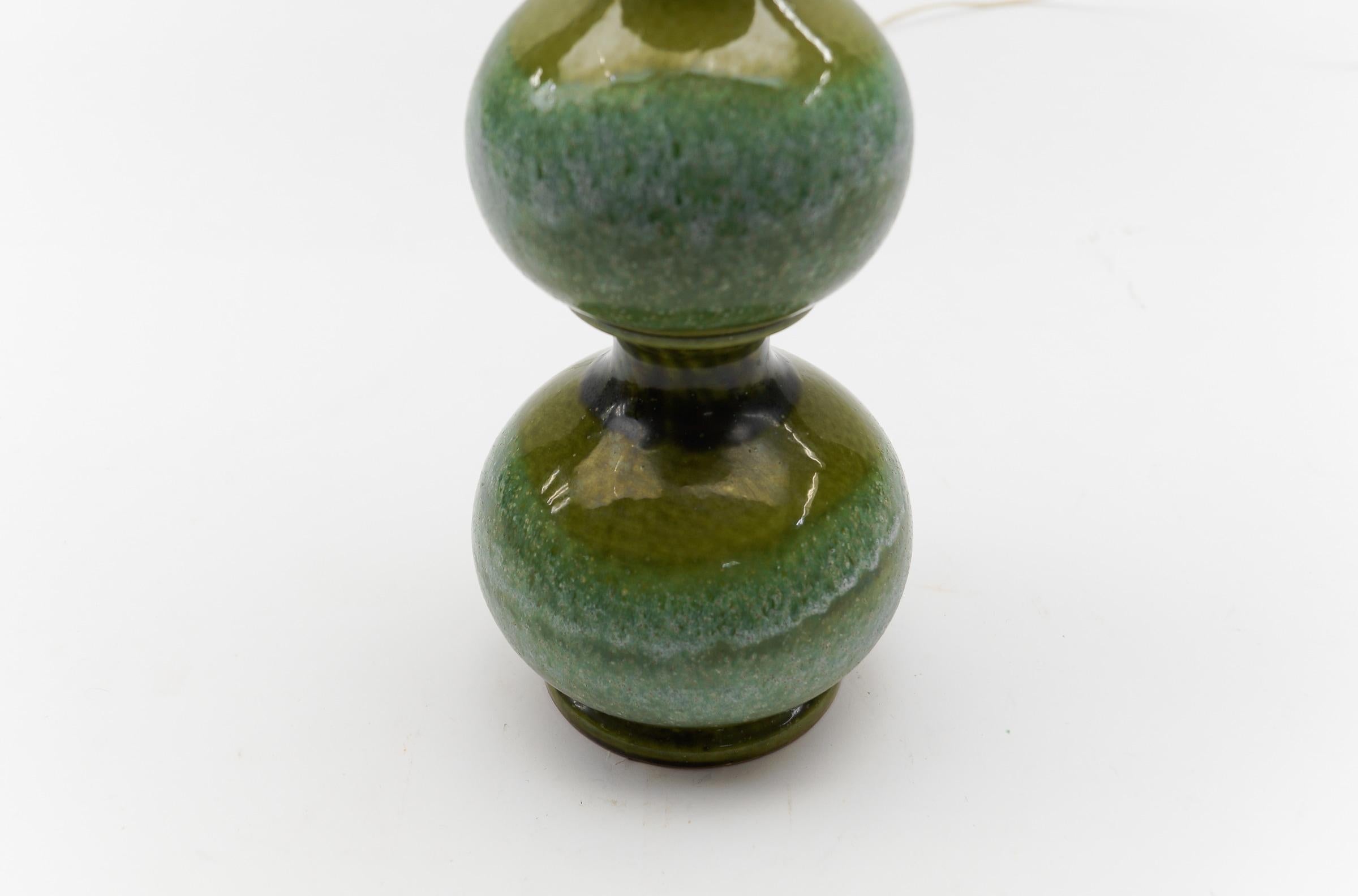 Mid-20th Century Very Rare Green Ceramic Table Lamp Base from Kaiser Leuchten, Germany 1960s - For Sale