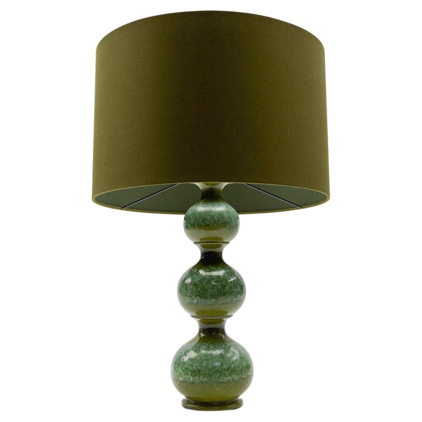 Very Rare Green Ceramic Table Lamp Base from Kaiser Leuchten, Germany 1960s For Sale