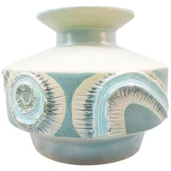 Very Rare Green Studio Ceramic Vase by the Polish Artist Wladyslaw Flis, 1980s