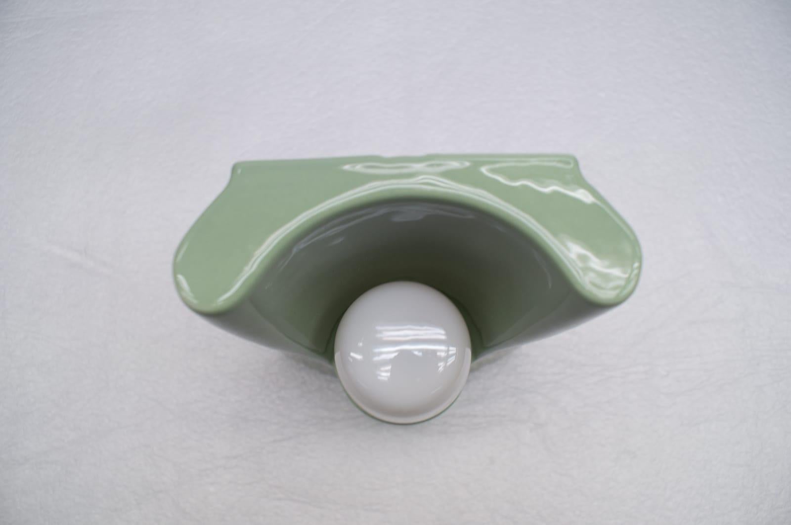 German Very Rare Green Wilhelm Wagenfeld Wall Light for Lindner Leuchten Model No. 6454 For Sale