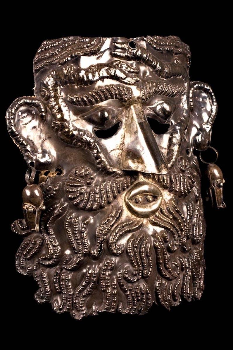 Mexican Very Rare Guerrero Silver Dance Mask, 19th-20th Century, Mexico