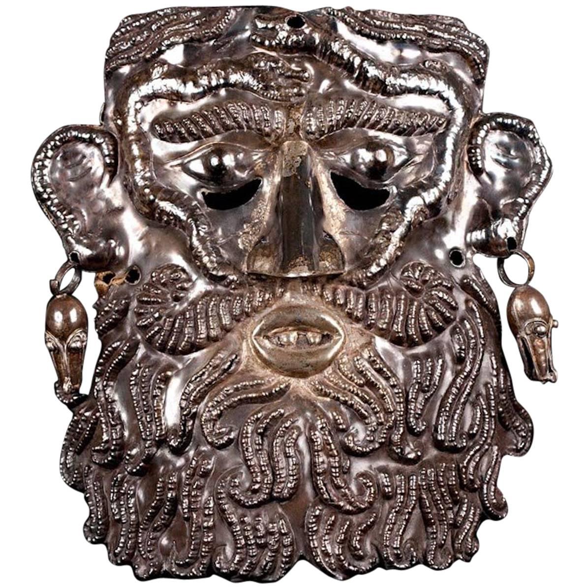 Very Rare Guerrero Silver Dance Mask, 19th-20th Century, Mexico