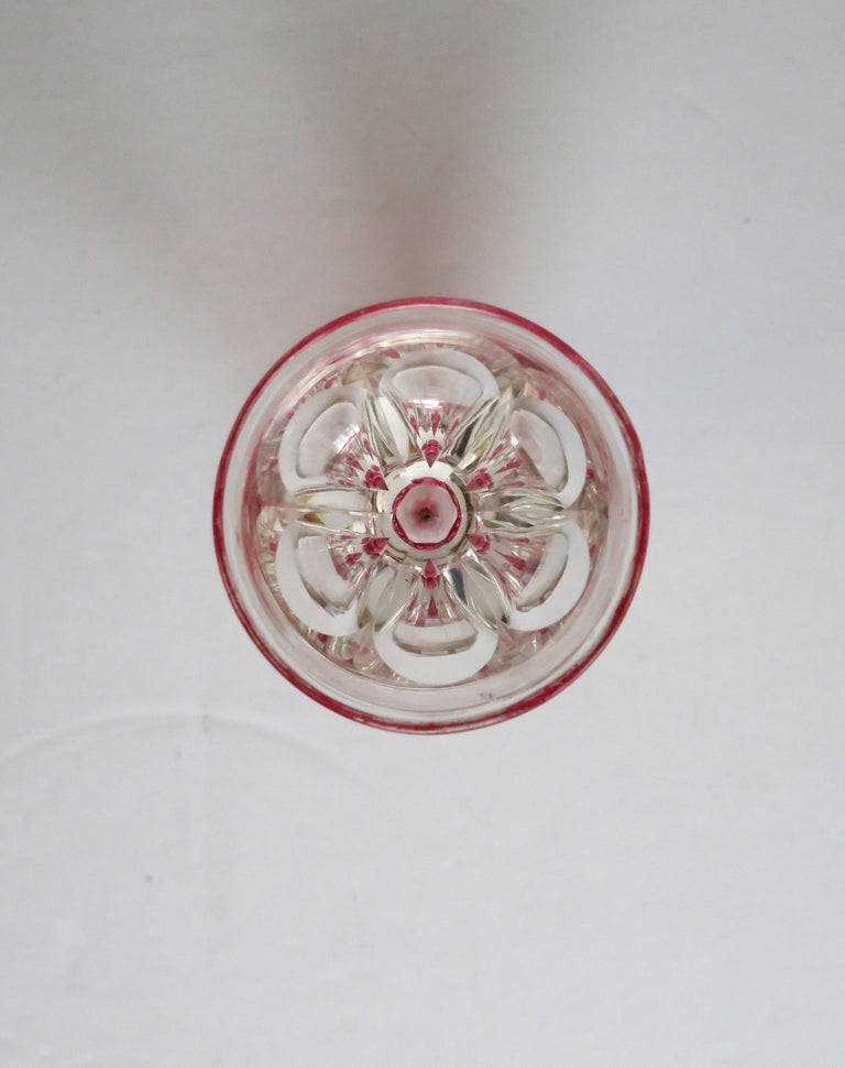 Rare Hand Blown Drinking Glass with Cranberry Colored Knop, English Mid-19th C For Sale 11
