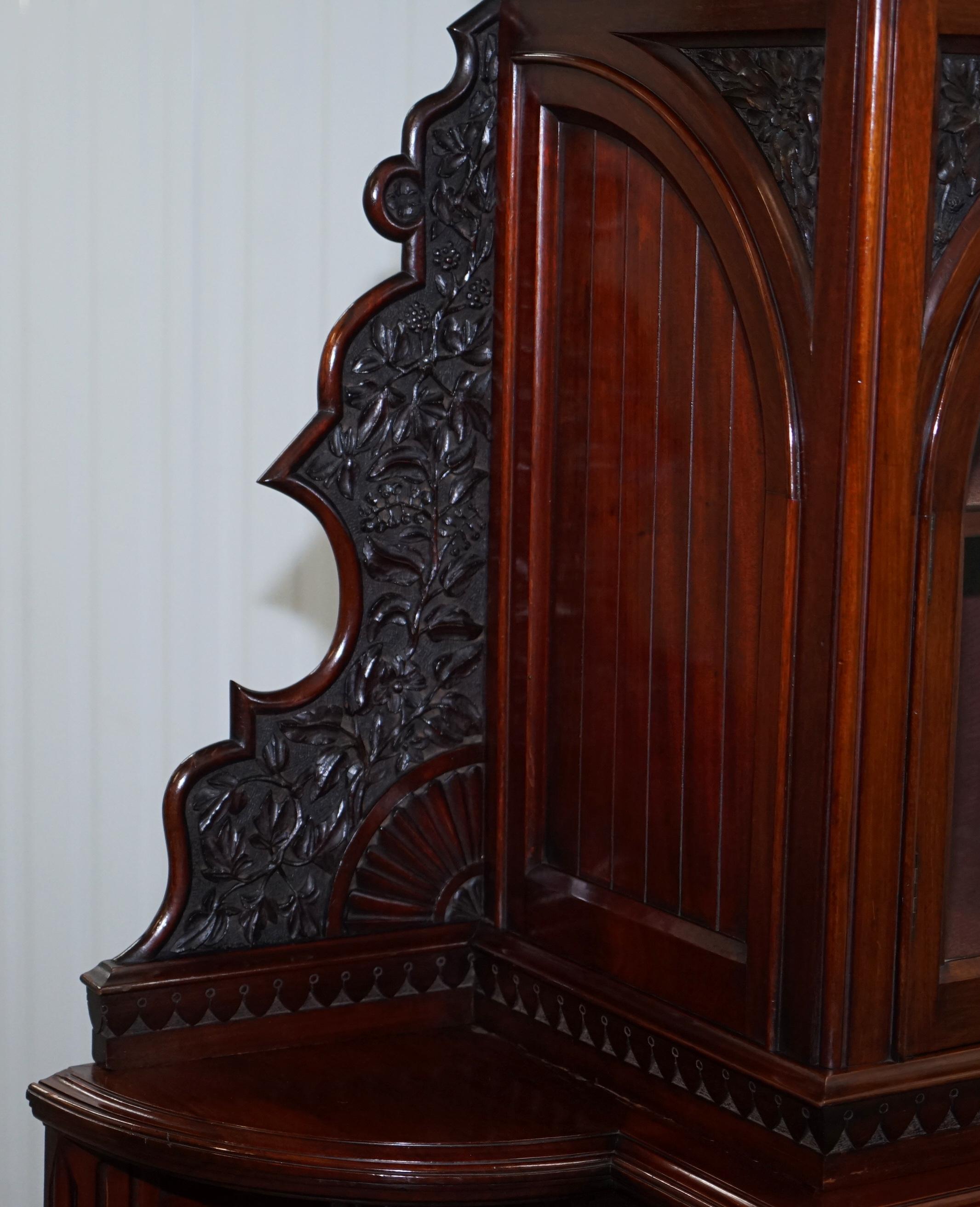 Very Rare Hand Carved Walnut Victorian Cabinet with Drawers Cupboards For Sale 4