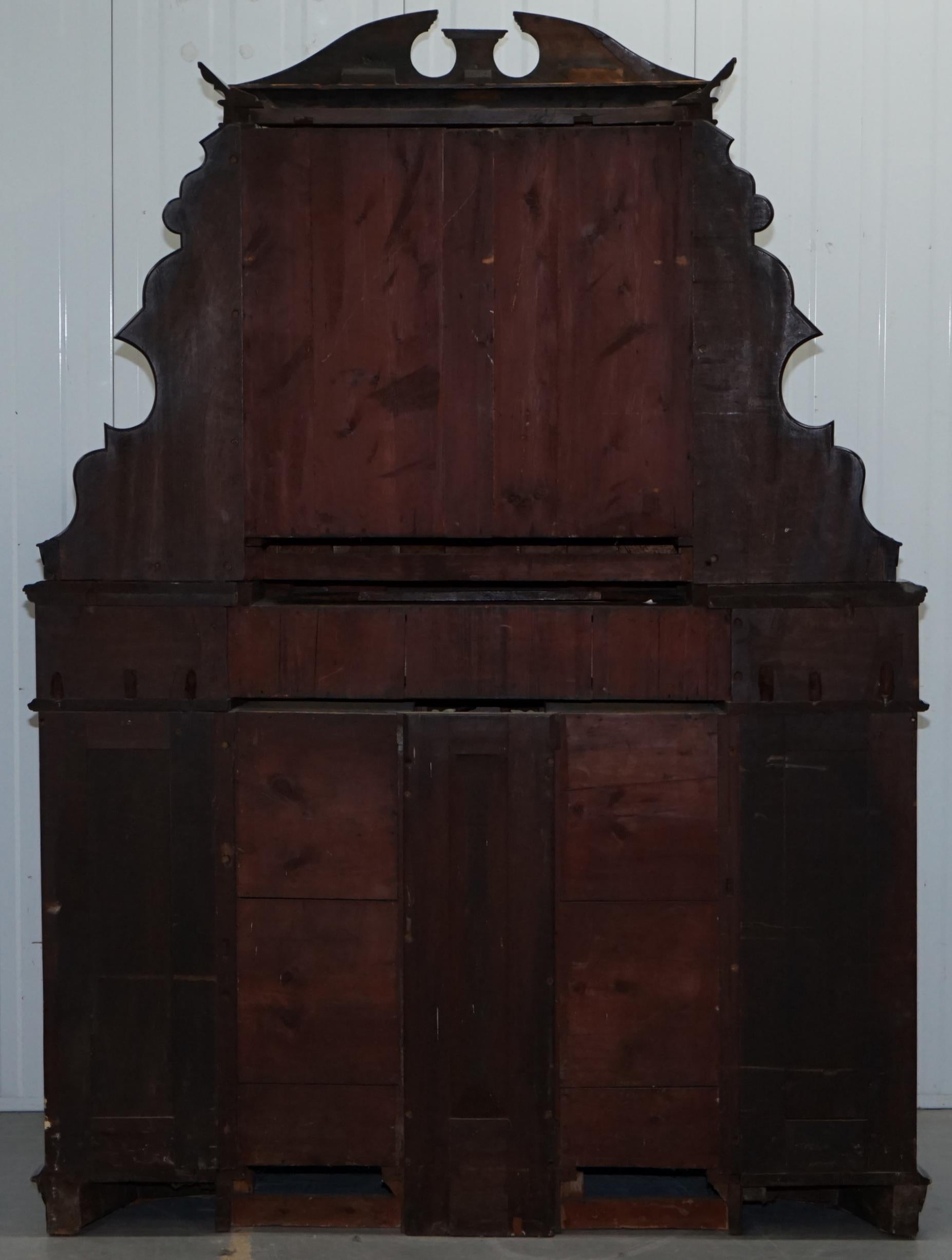 Very Rare Hand Carved Walnut Victorian Cabinet with Drawers Cupboards For Sale 6