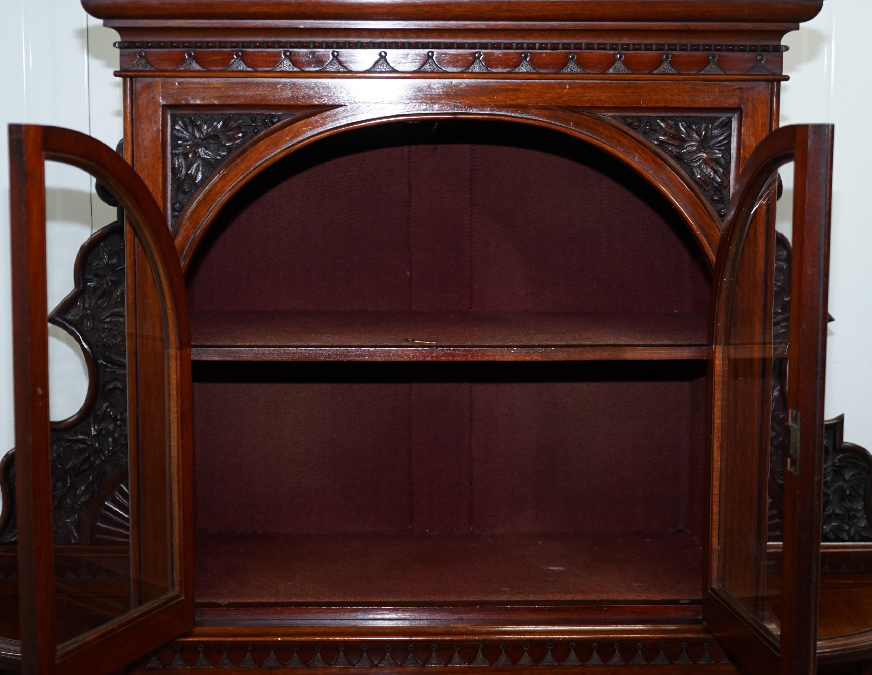 Very Rare Hand Carved Walnut Victorian Cabinet with Drawers Cupboards For Sale 8