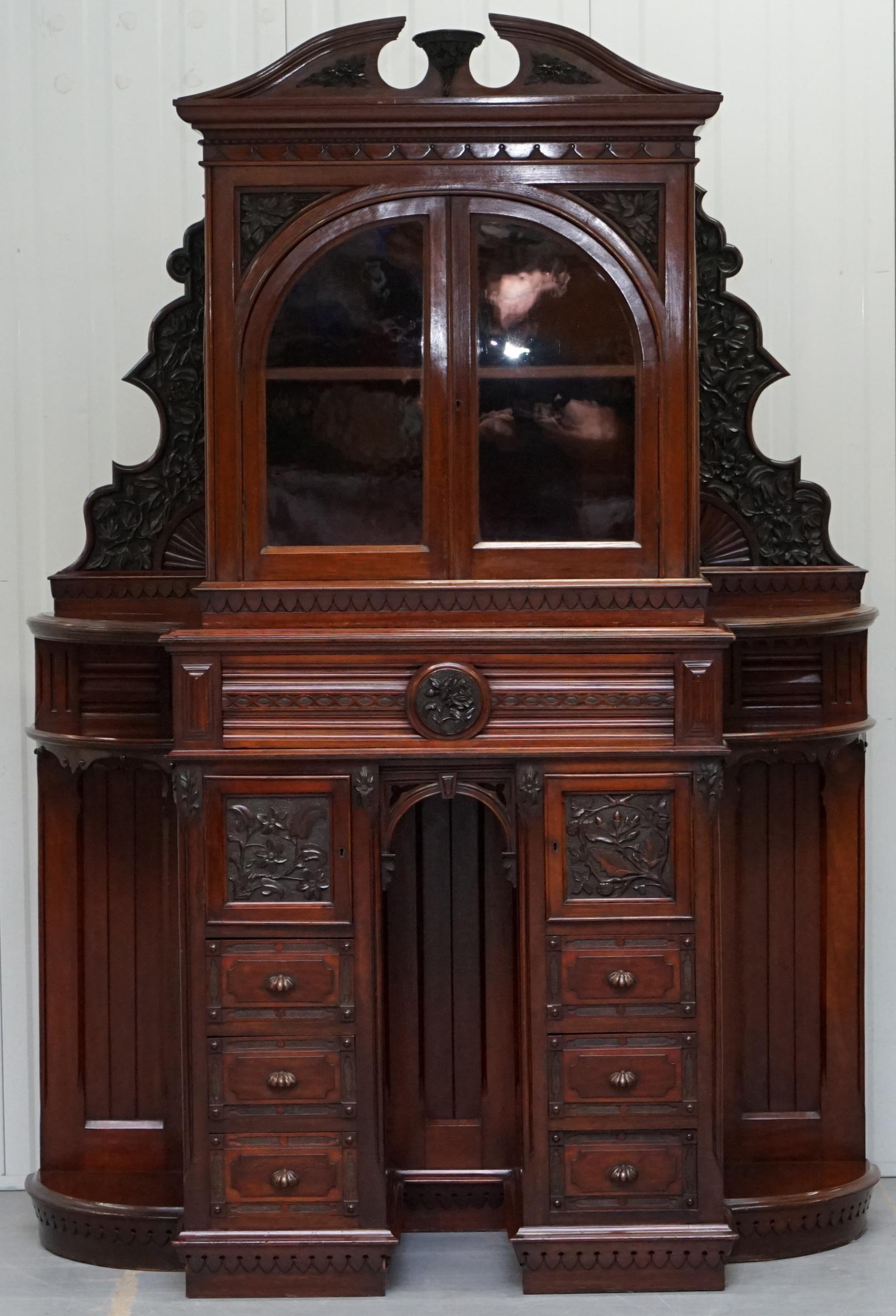 We are delighted to offer for sale this stunning early Victorian solid Walnut hand carved side cabinet cupboard with drawers

A very grand little cabinet, I say little, it is 188cm tall but some of these pieces in the Victoria era were monstrously