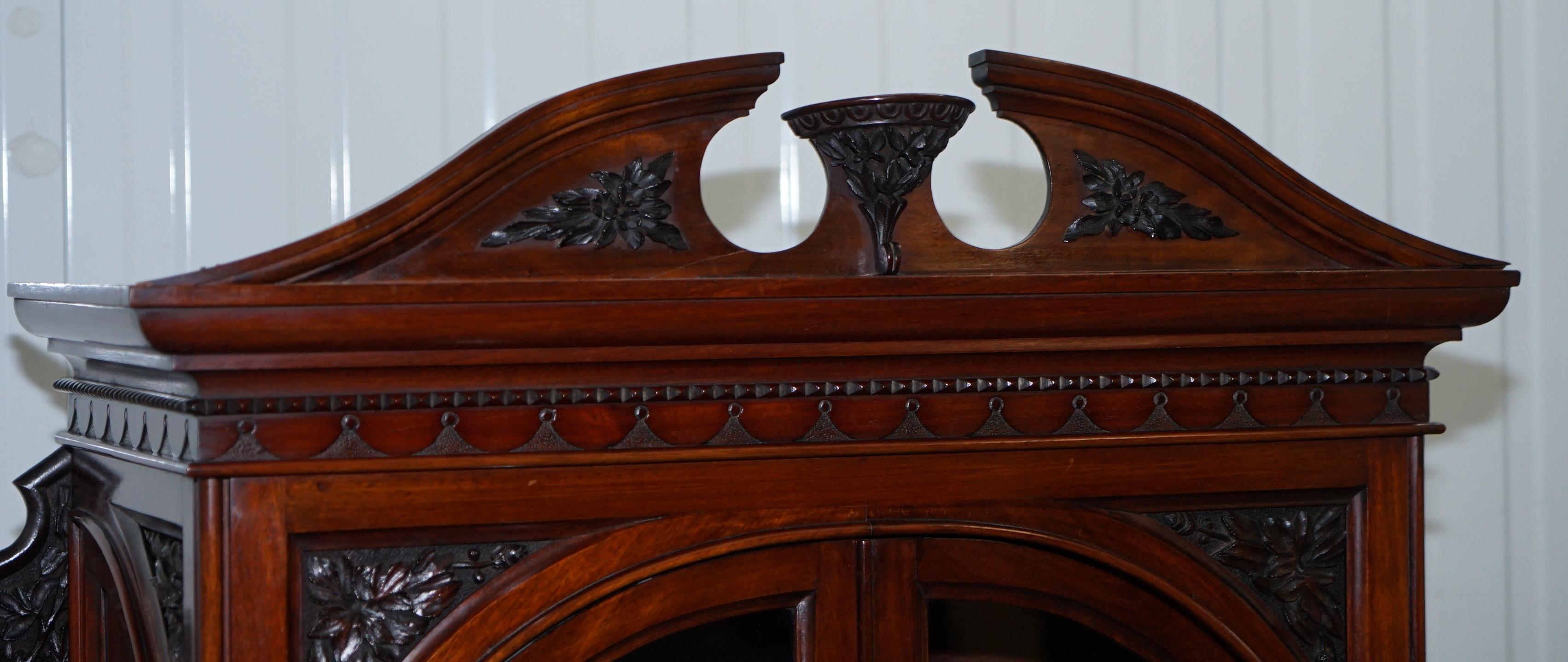 Very Rare Hand Carved Walnut Victorian Cabinet with Drawers Cupboards For Sale 1