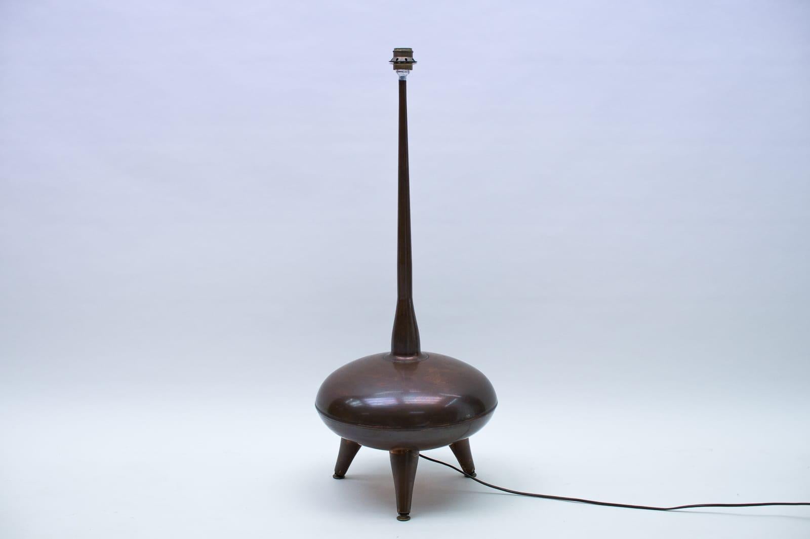 Mid-Century Modern Very Rare Handmade Copper Floor Lamp from R.S.A., South Africa, 1970s For Sale