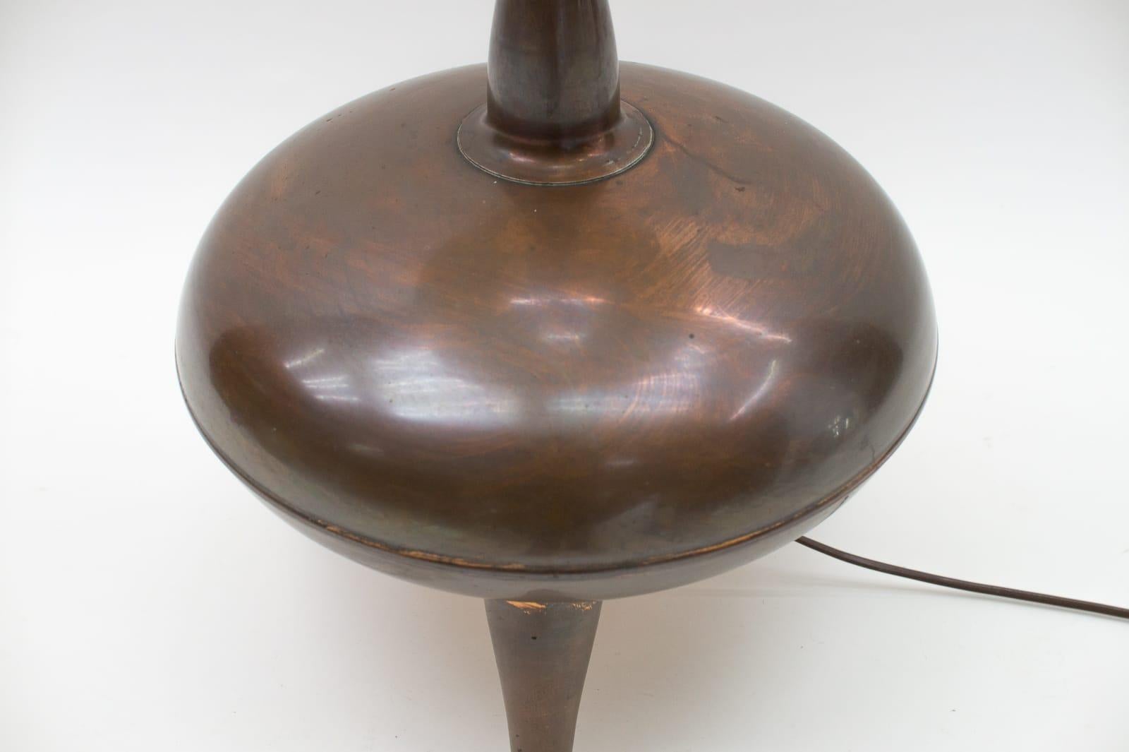 Late 20th Century Very Rare Handmade Copper Floor Lamp from R.S.A., South Africa, 1970s For Sale