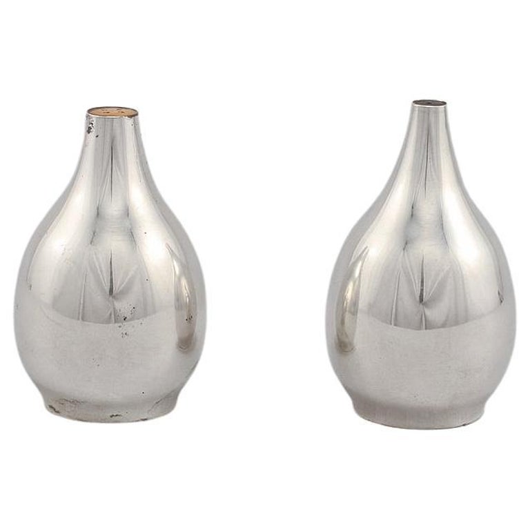 Rrare Sterling Silver Salt and pepper by Hans Hansen Denmark 1967 Signed For Sale at 1stDibs