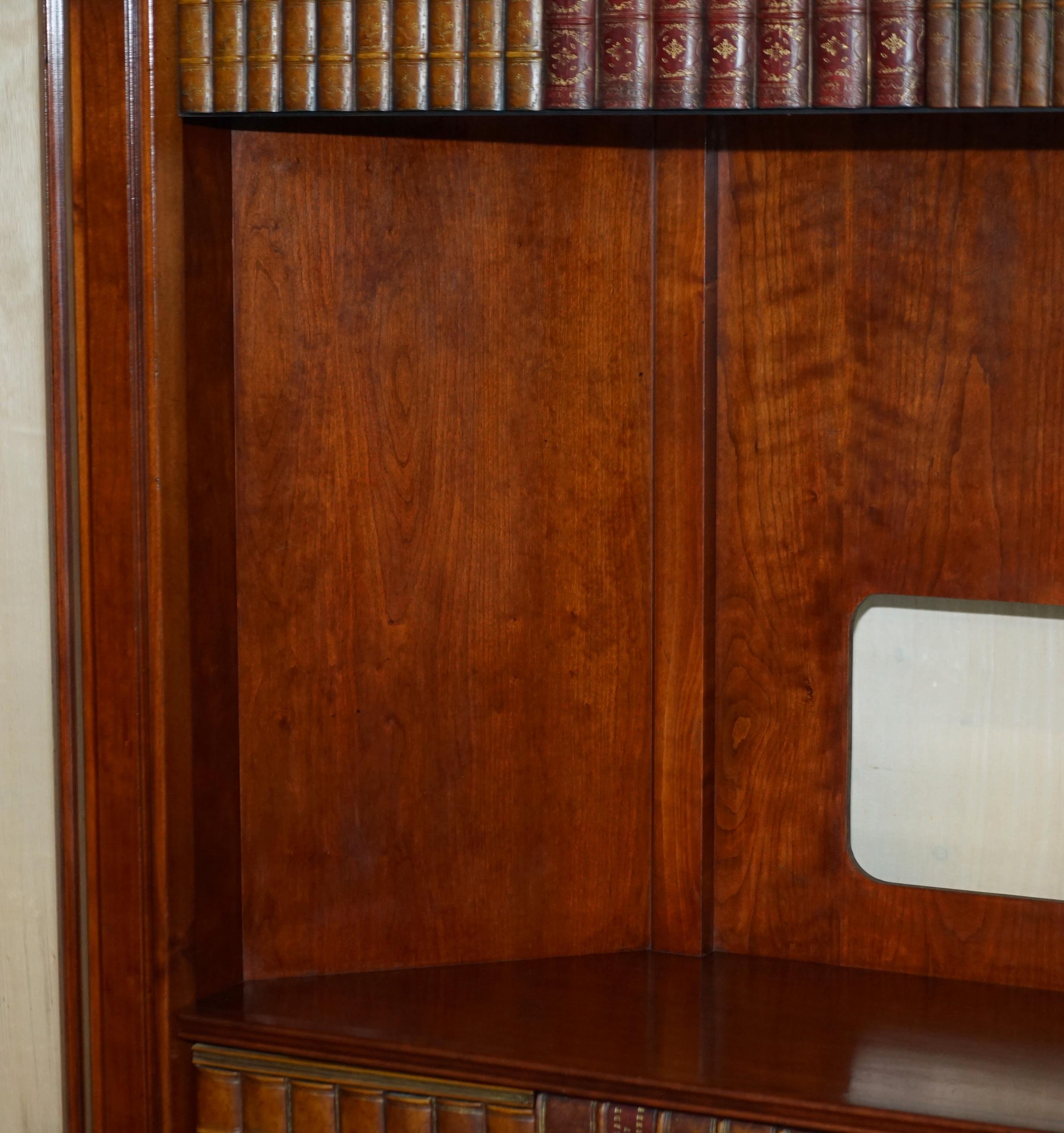 Very Rare Harrods London Kennedy Hardwood Bookcase Tv Media Cabinet Faux Books For Sale 4