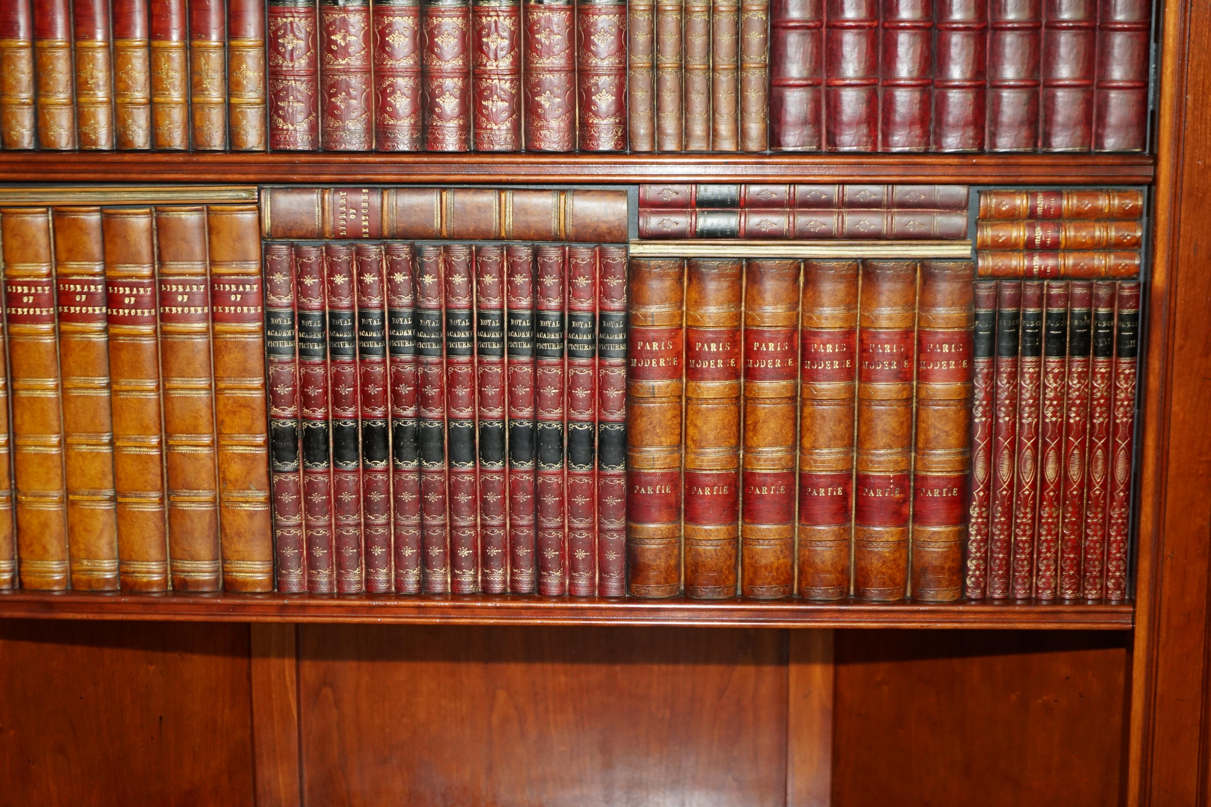 20th Century Very Rare Harrods London Kennedy Hardwood Bookcase Tv Media Cabinet Faux Books For Sale