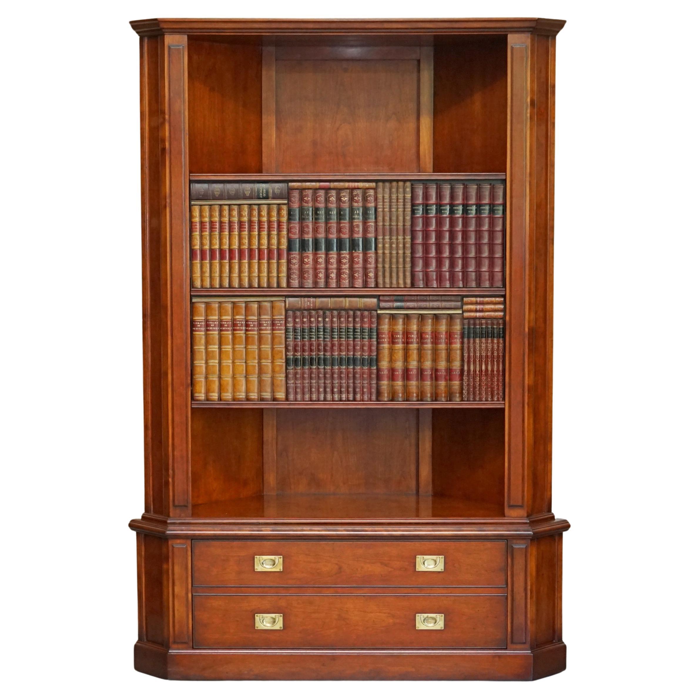 Very Rare Harrods London Kennedy Hardwood Bookcase Tv Media Cabinet Faux Books For Sale