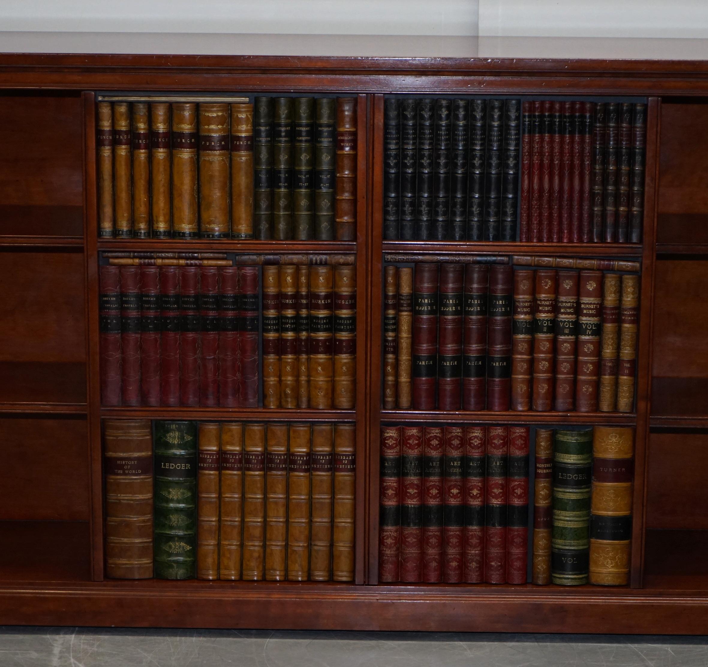 English Very Rare Harrods London Kennedy Hardwood Sideboard TV Media Cabinet Faux Books For Sale