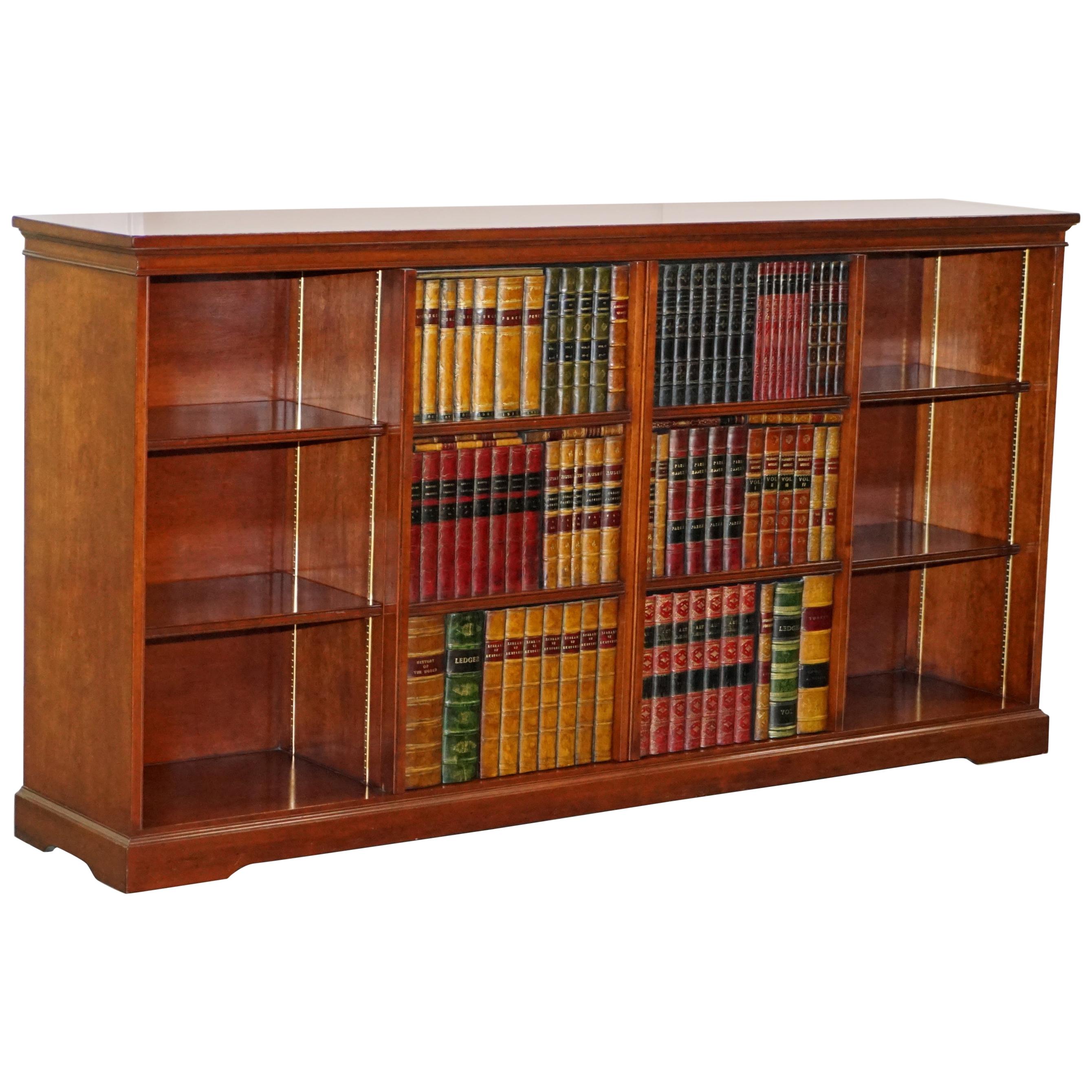 Very Rare Harrods London Kennedy Hardwood Sideboard TV Media Cabinet Faux Books For Sale