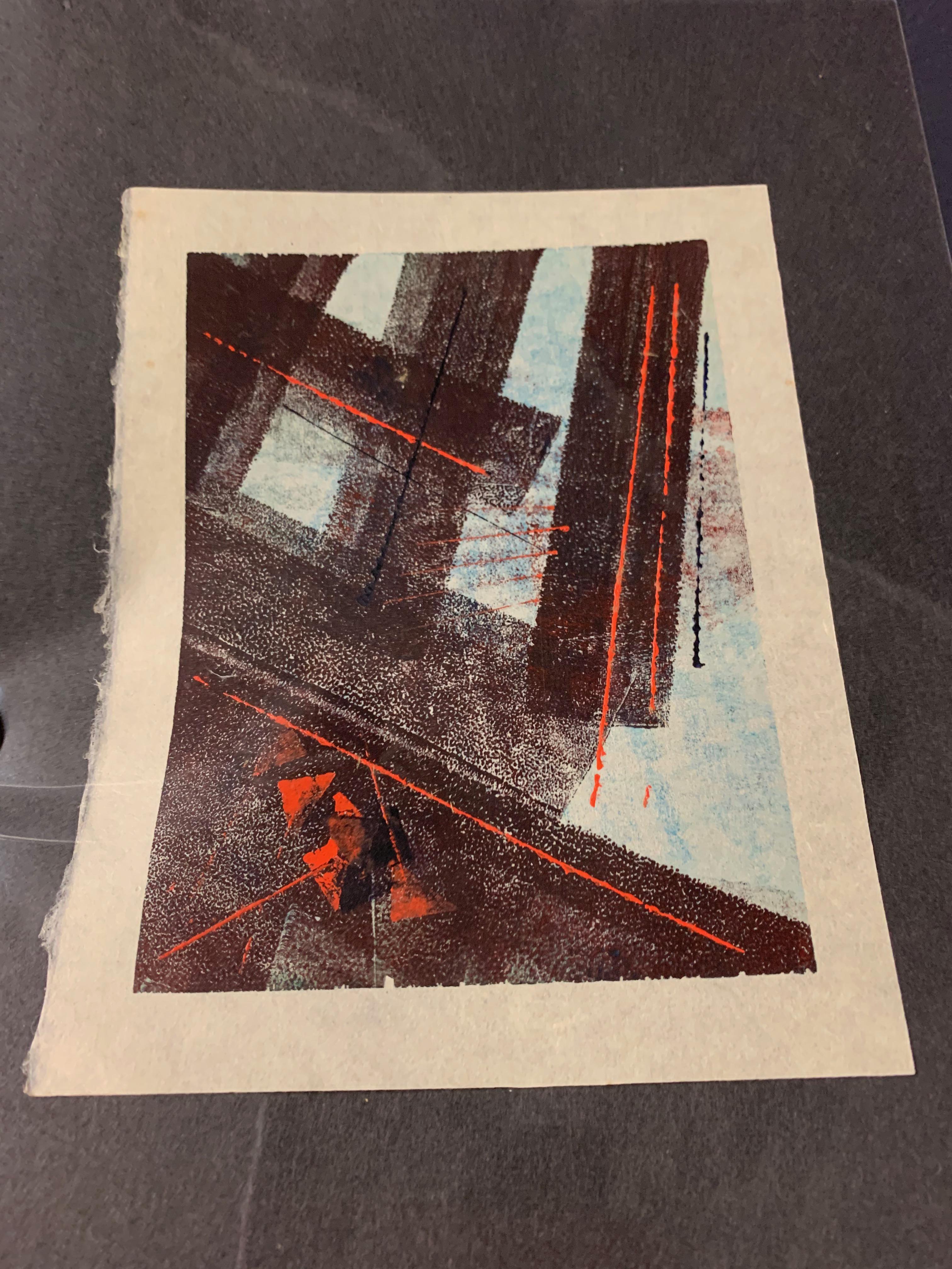 American Very Rare Harry Bertoia Monoprint on Rice Paper For Sale