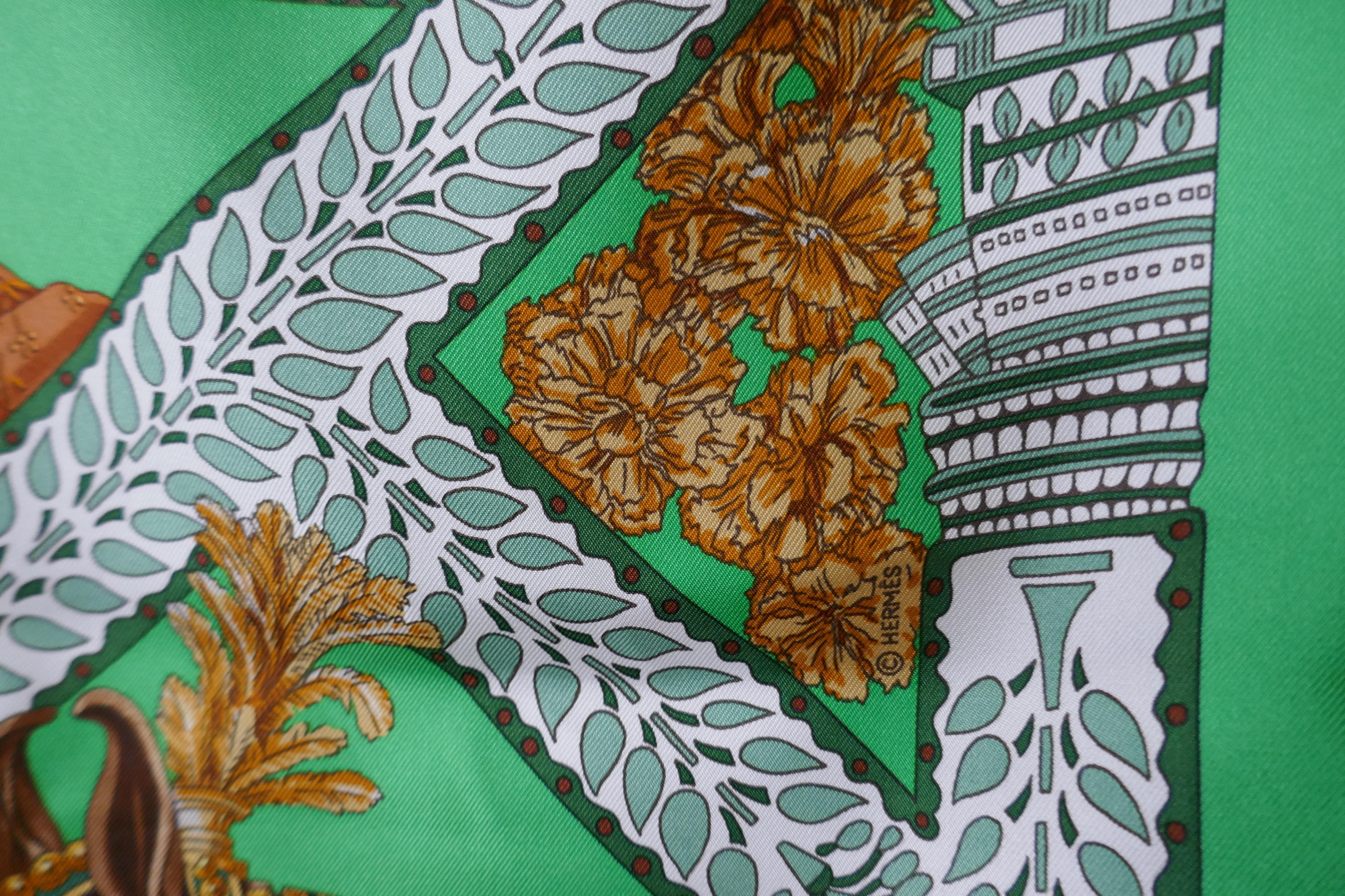 Very Rare Hermes Black Silk Scarf “Danse du Cheval Marwari” by Annie Faivre 2008 7