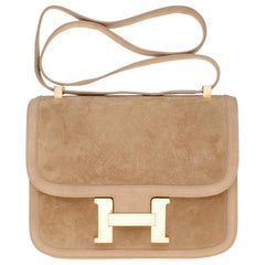 Used VERY RARE Hermes Constance  DOBLIS shoulder bag in sand color & Gold hardware!