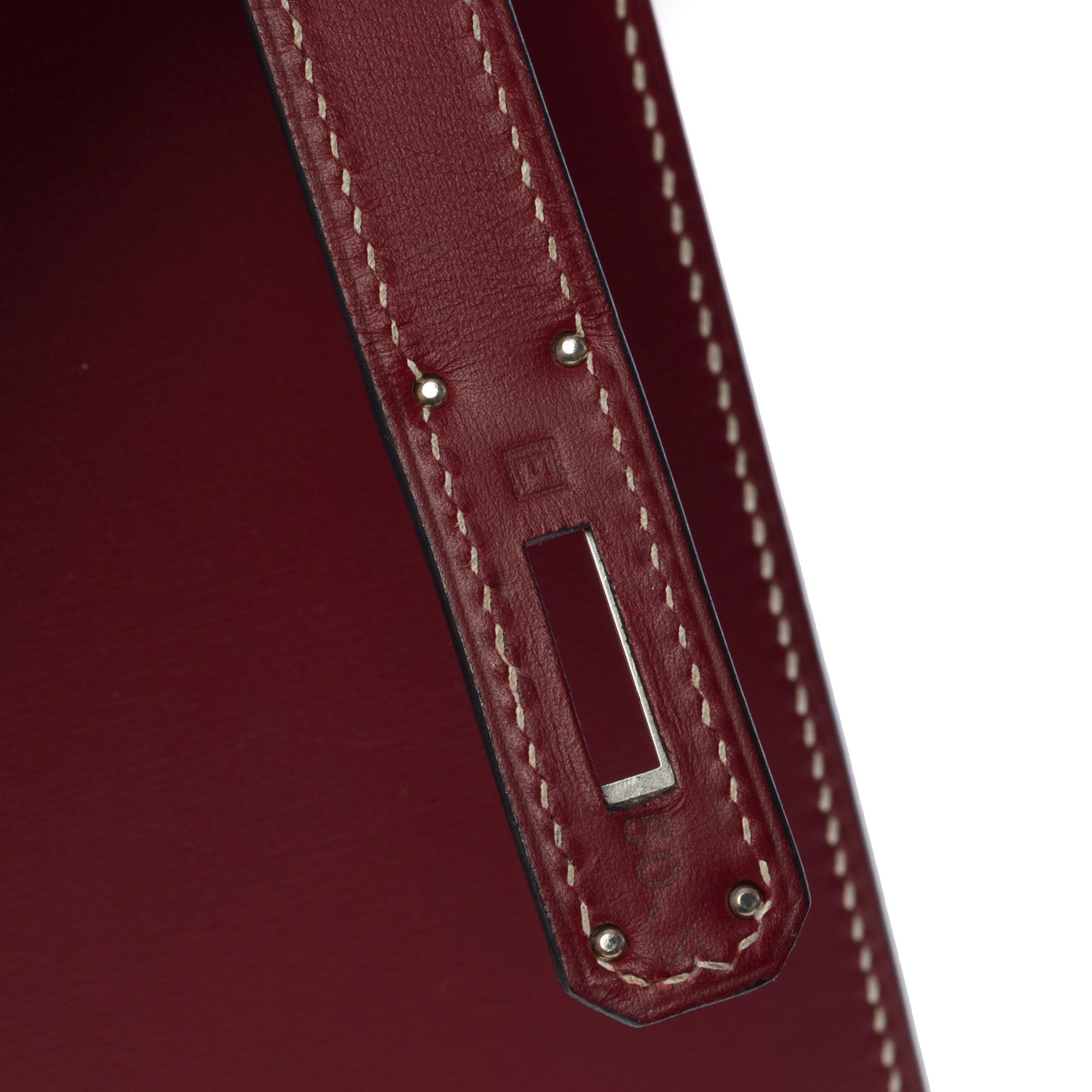 Very Rare Hermès Kelly 32 sellier handbag strap in Rouge H Chamonix leather, SHW 2