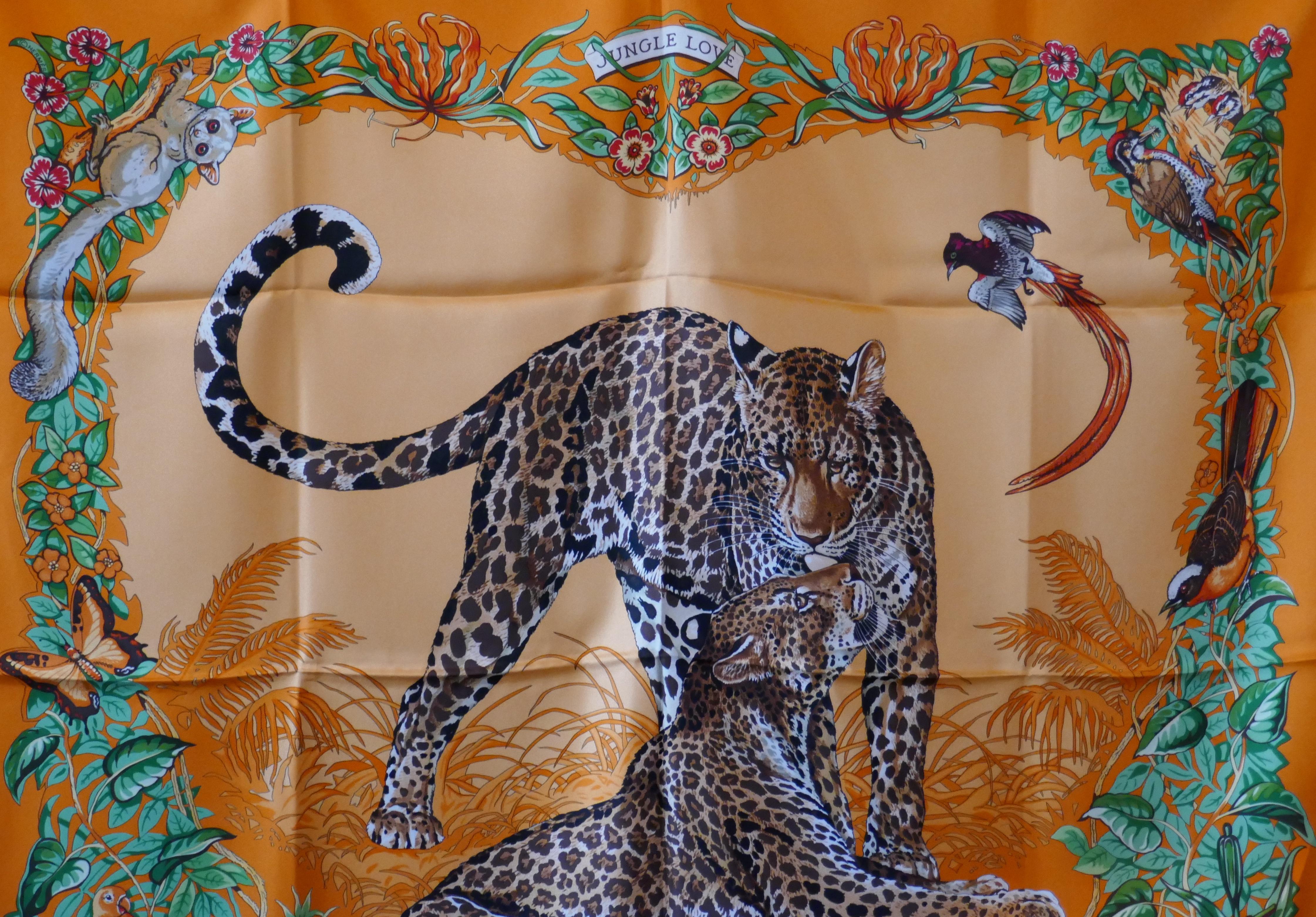Very Rare Hermes Silk Scarf “Jungle Love” by Robert Dallet, 2000 9